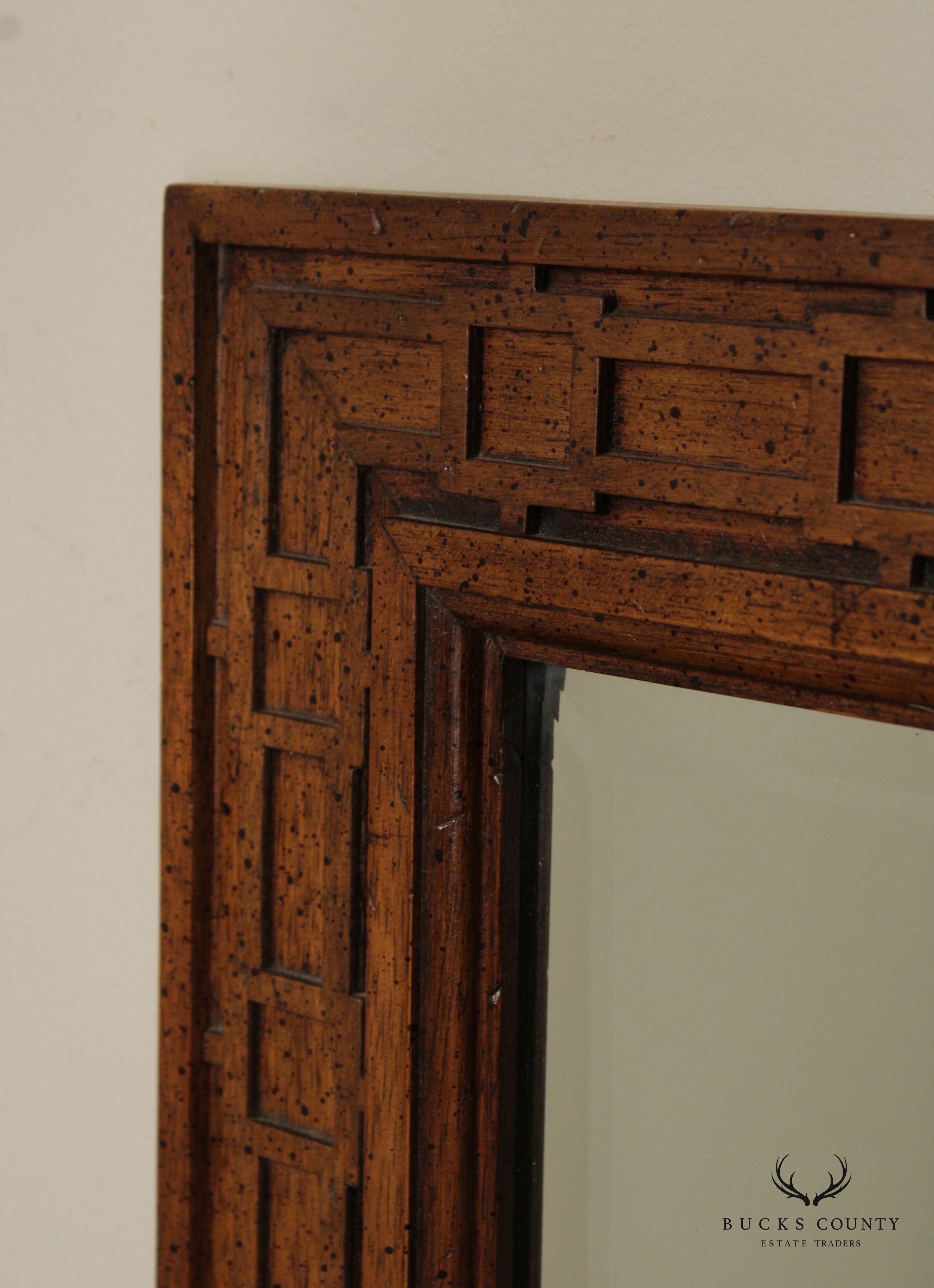 Century Furniture Chinese Chippendale Style Vintage Pair Of Rectangular Beveled Wall Mirrors