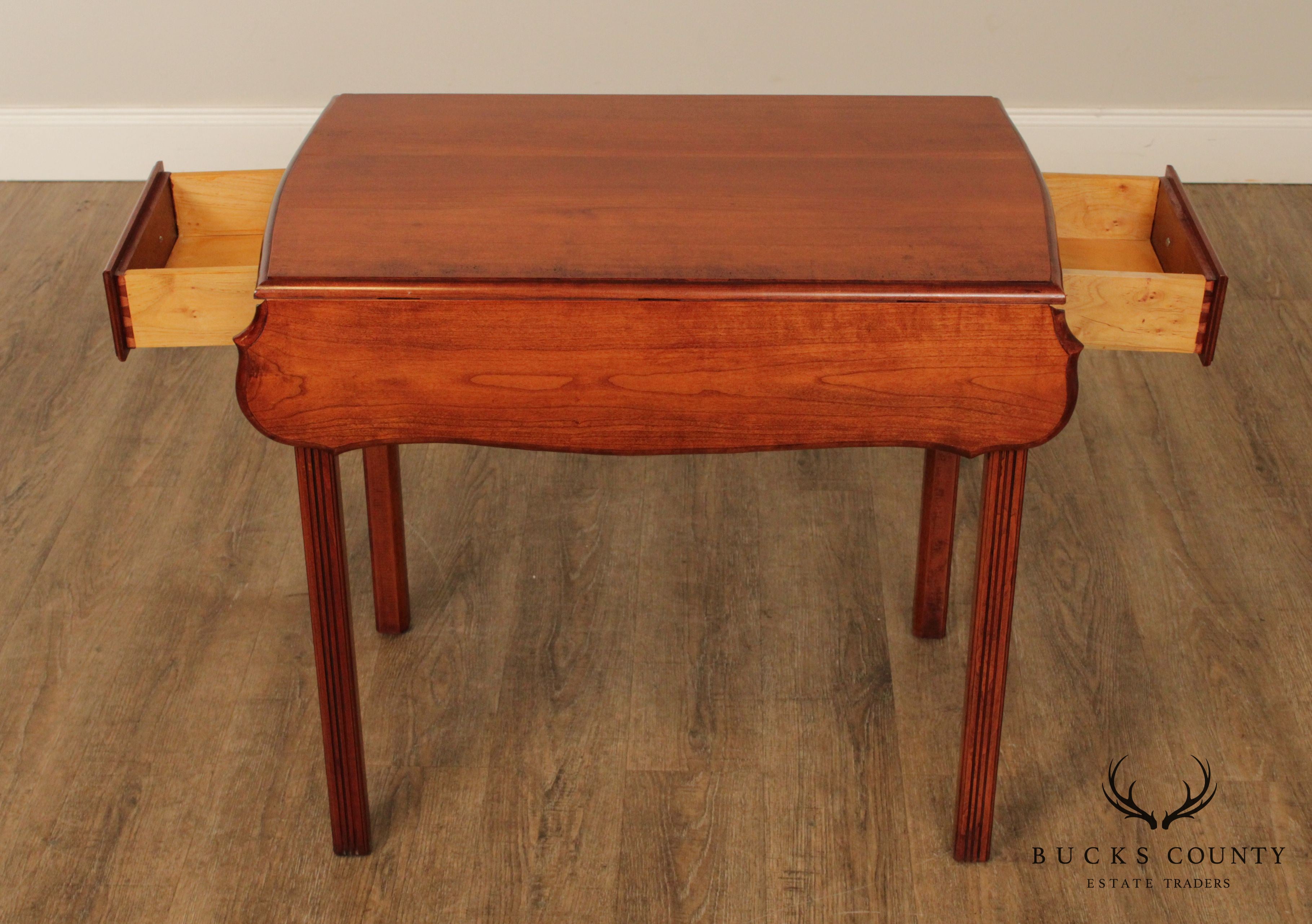 Chippendale Style Custom Crafted Cherry Drop Leaf Pembroke Table
