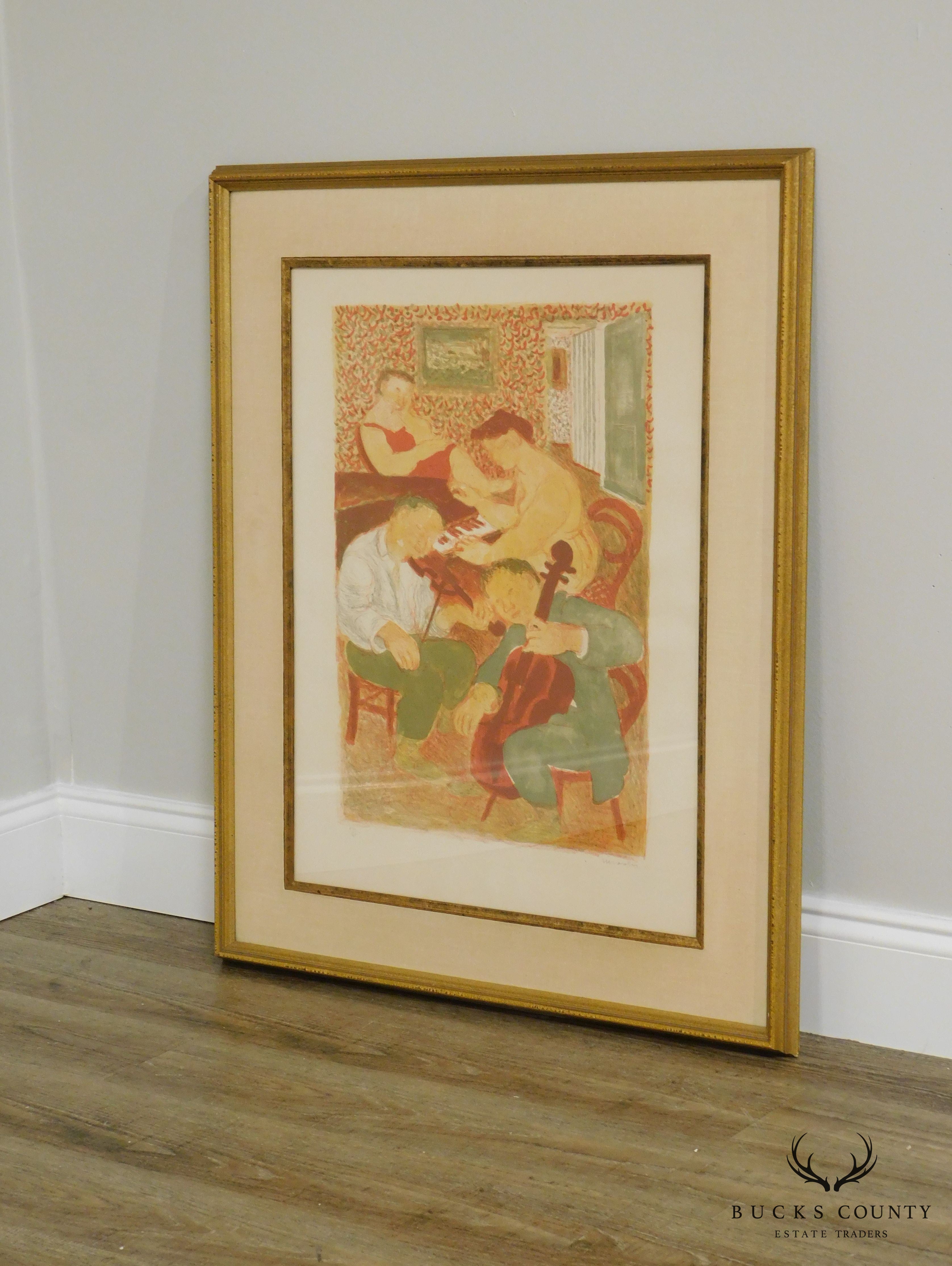 Musicians Trio Original Lithograph Print