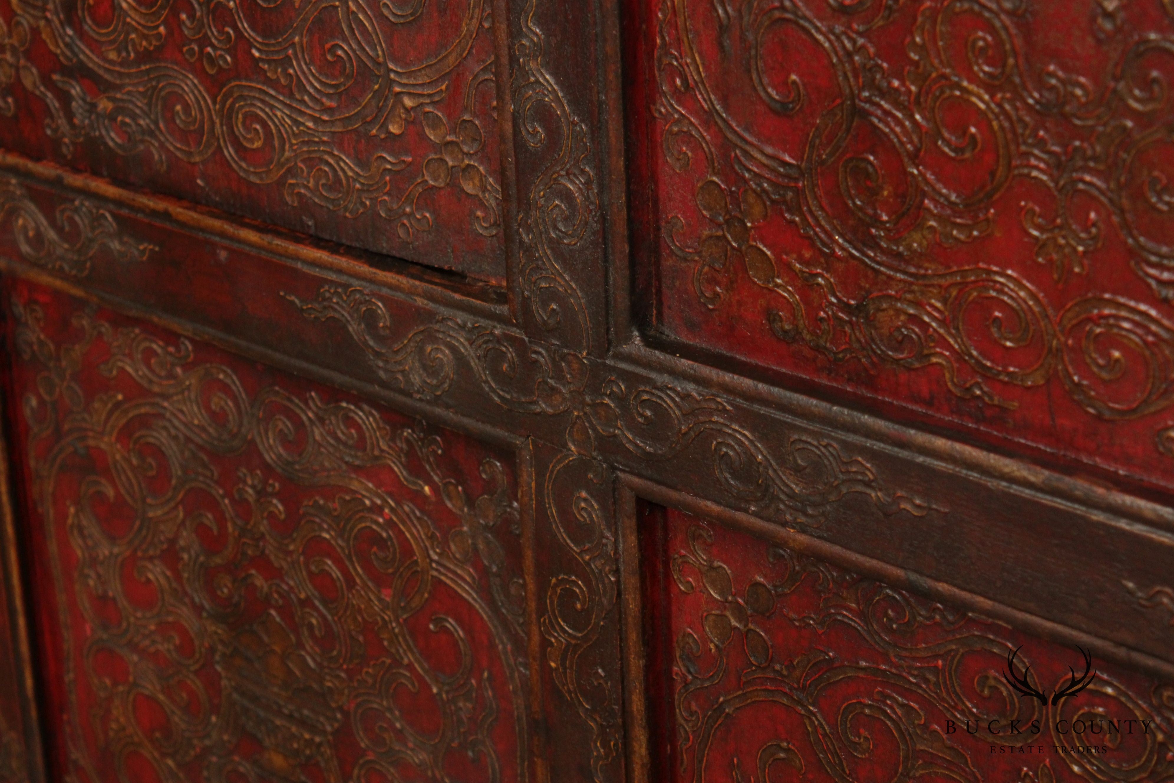 Antique 19th Century Tibetan Hand Painted Cabinet