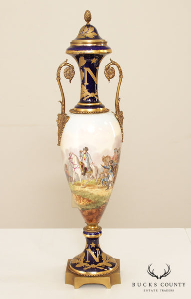 Antique Pair of French Bleu Celeste Porcelain Urns 19th C : AnticSwiss
