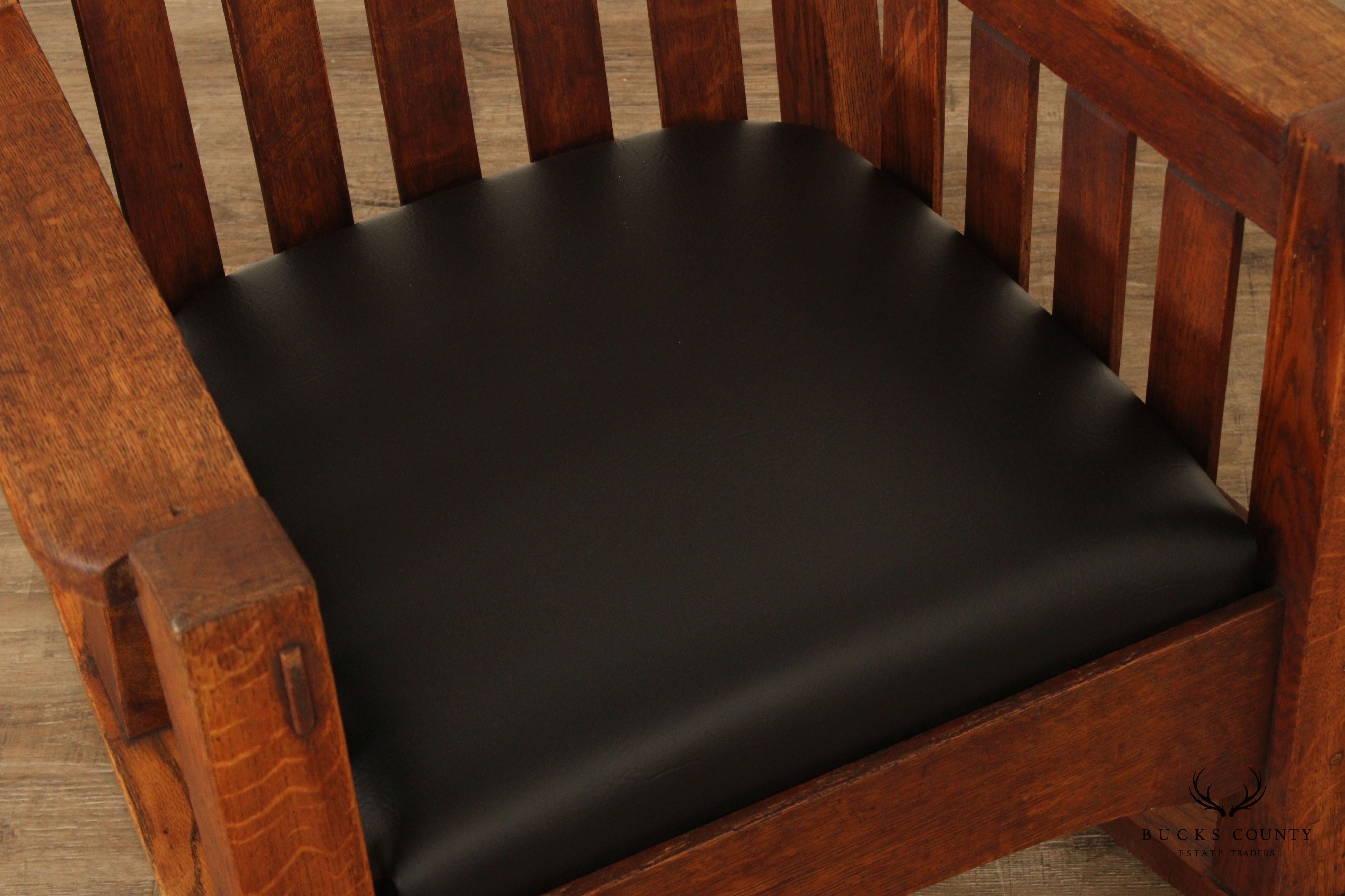 Harden Antique Mission Oak and Leather Rocker