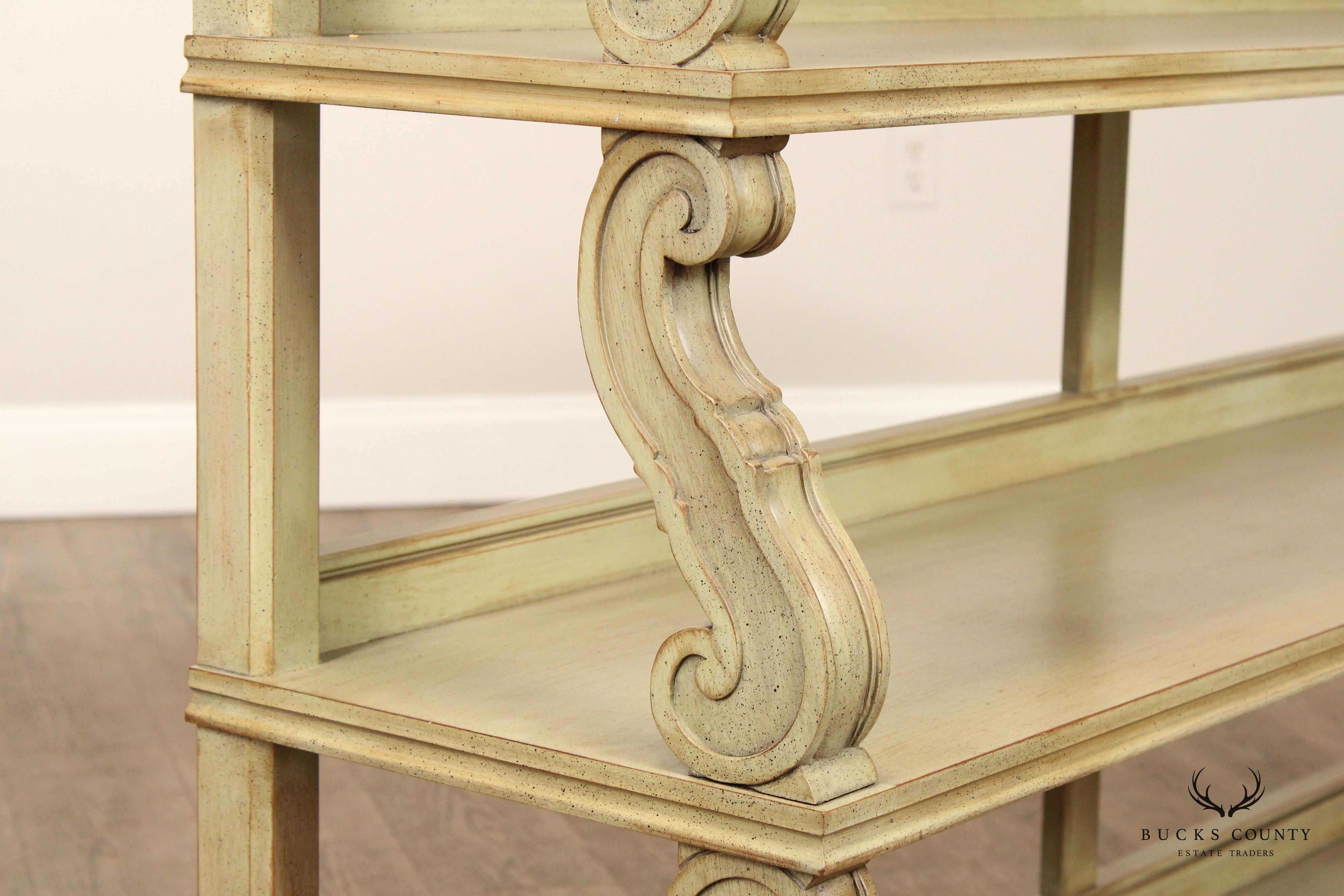 CTH Sherrill Occasional French Country Style Tiered Painted Open Etagere Bookcase