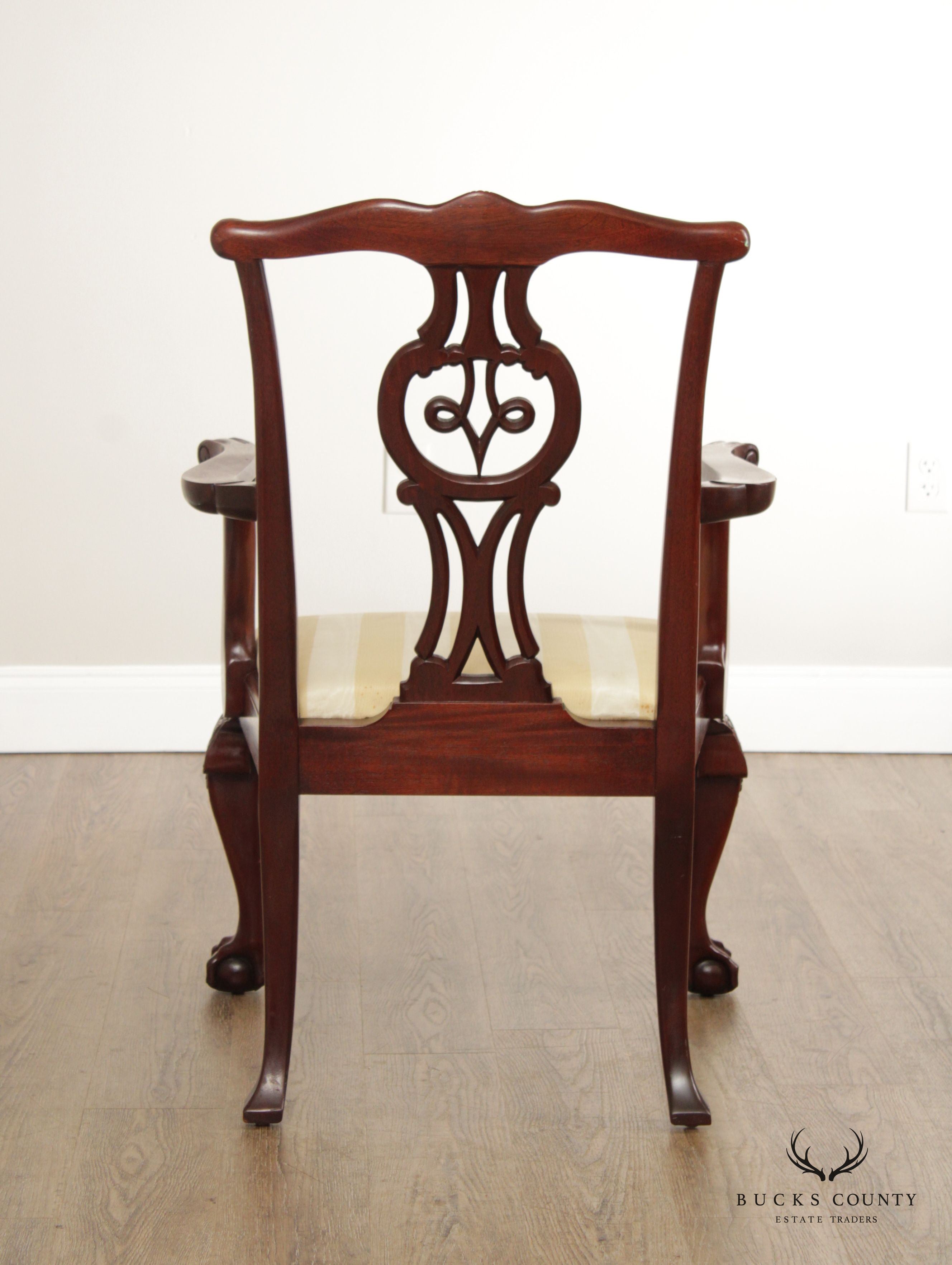 Baker Furniture Chippendale Style Carved Mahogany Armchair