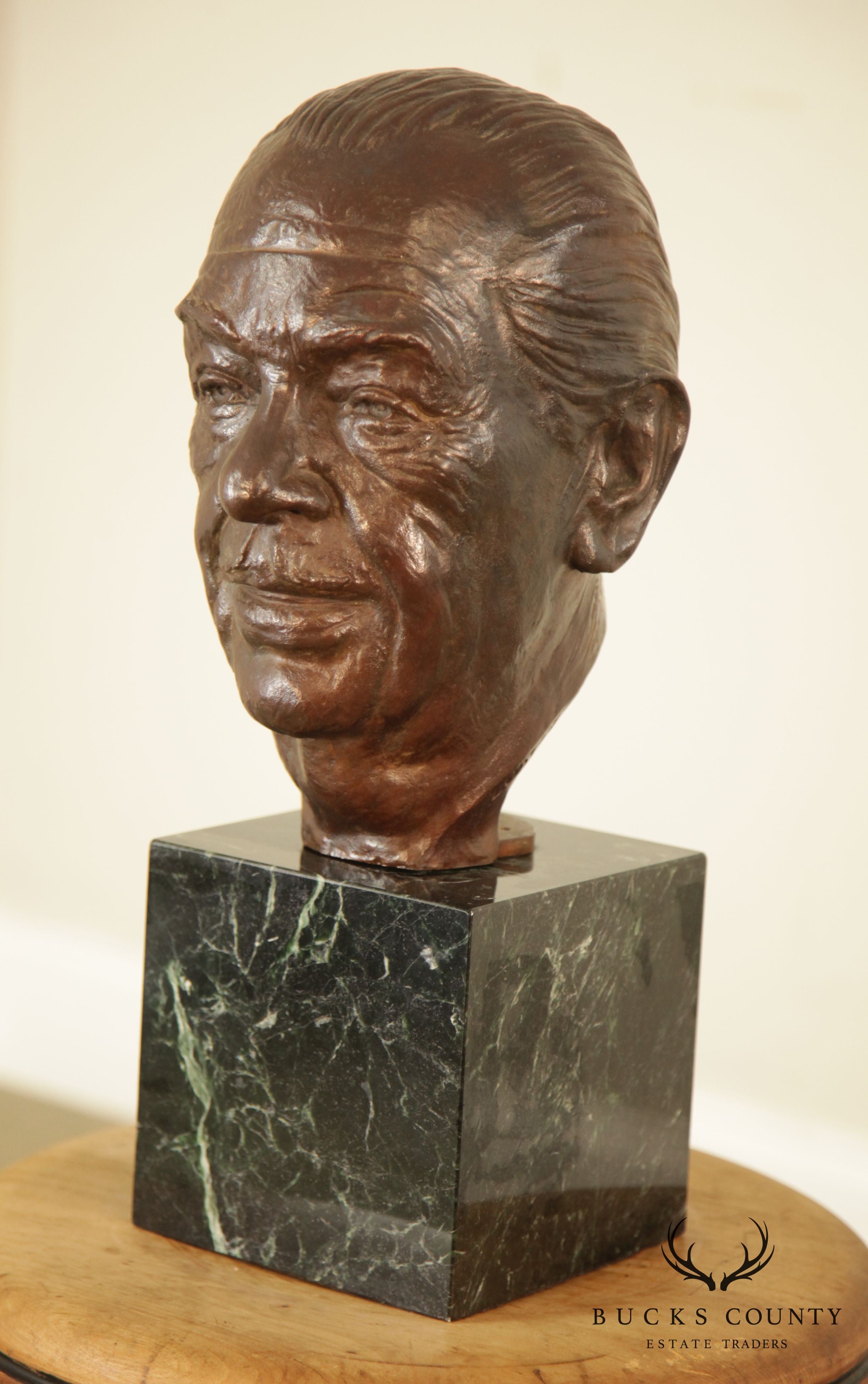 Lawrence Ludtke 1980s Bronze Male Bust Portrait