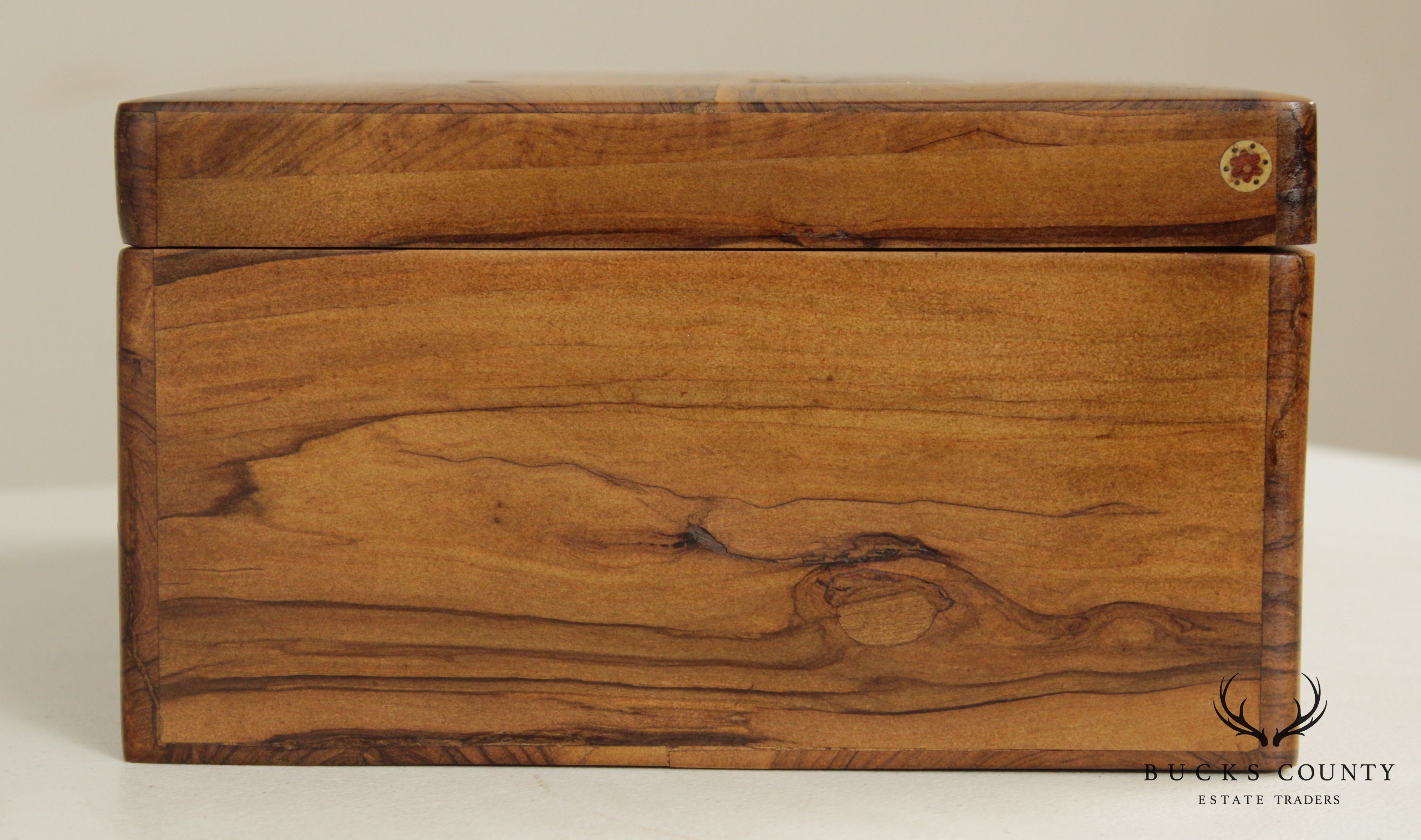 Antique Exotic Wood Inlaid Sewing or Desk Box