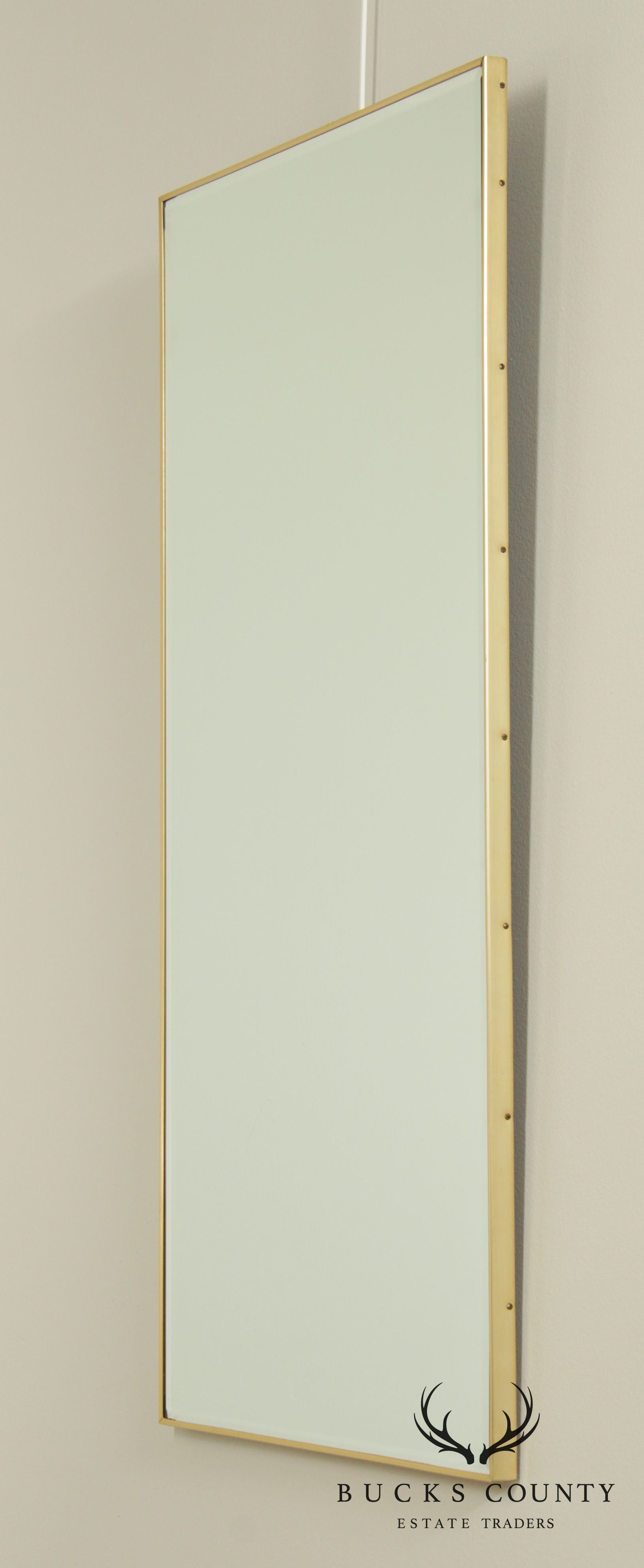 Mid Century Modern Brushed Brass Beveled Wall Mirror