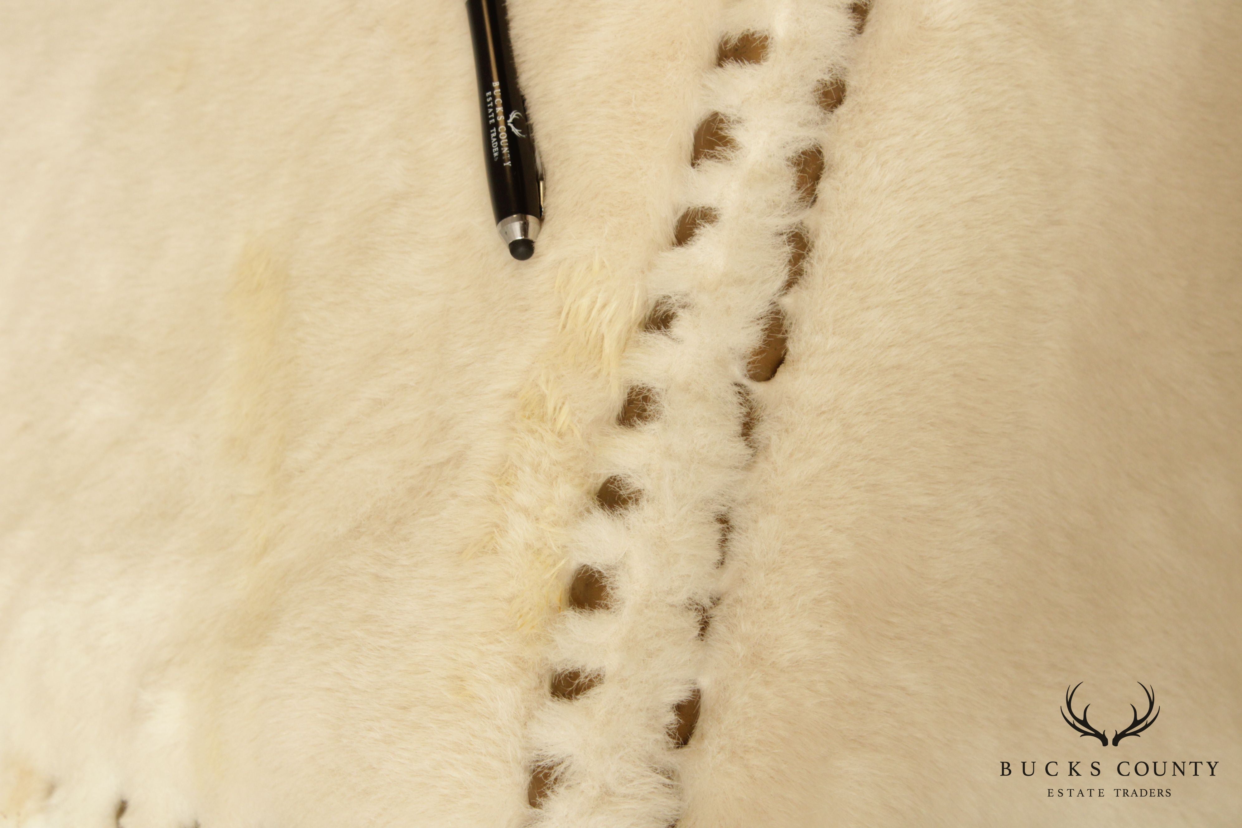 Quality White Faux Fur Large Square Cocktail Ottoman