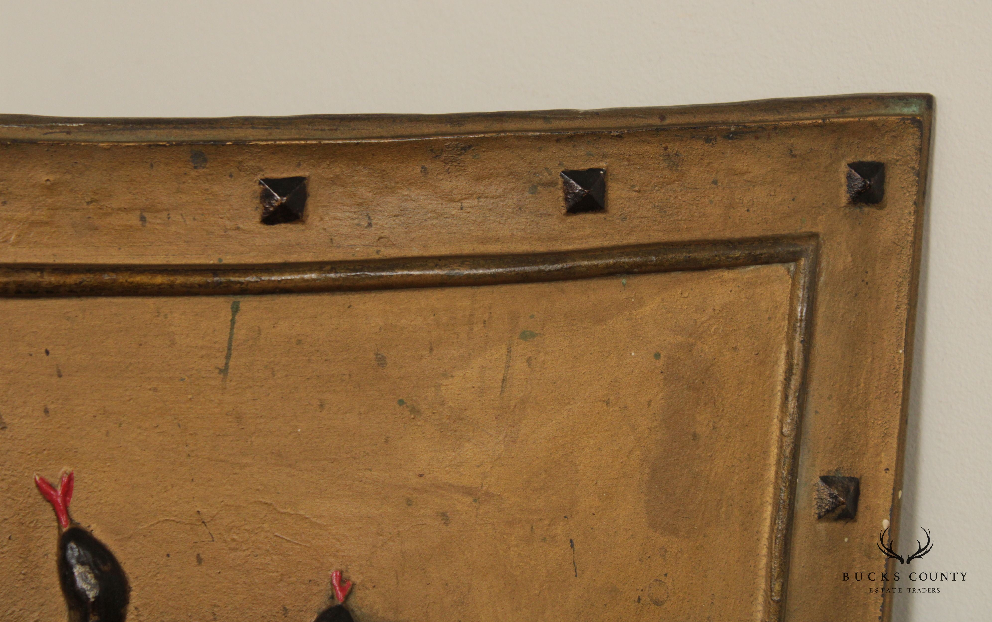 Antique Hand Painted Cast Iron Medusa Shield