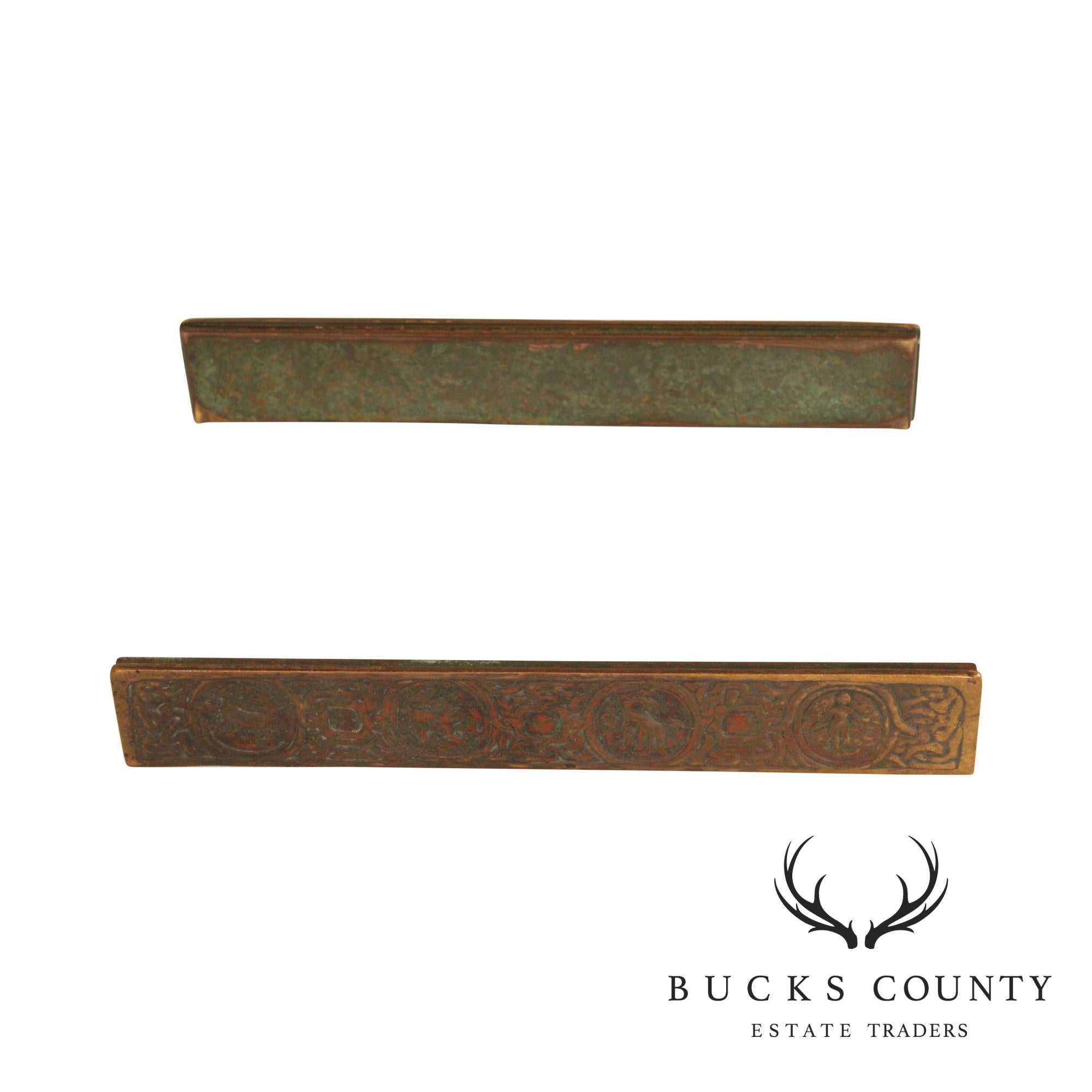 Tiffany Studios Bronze Zodiac Blotter Ends