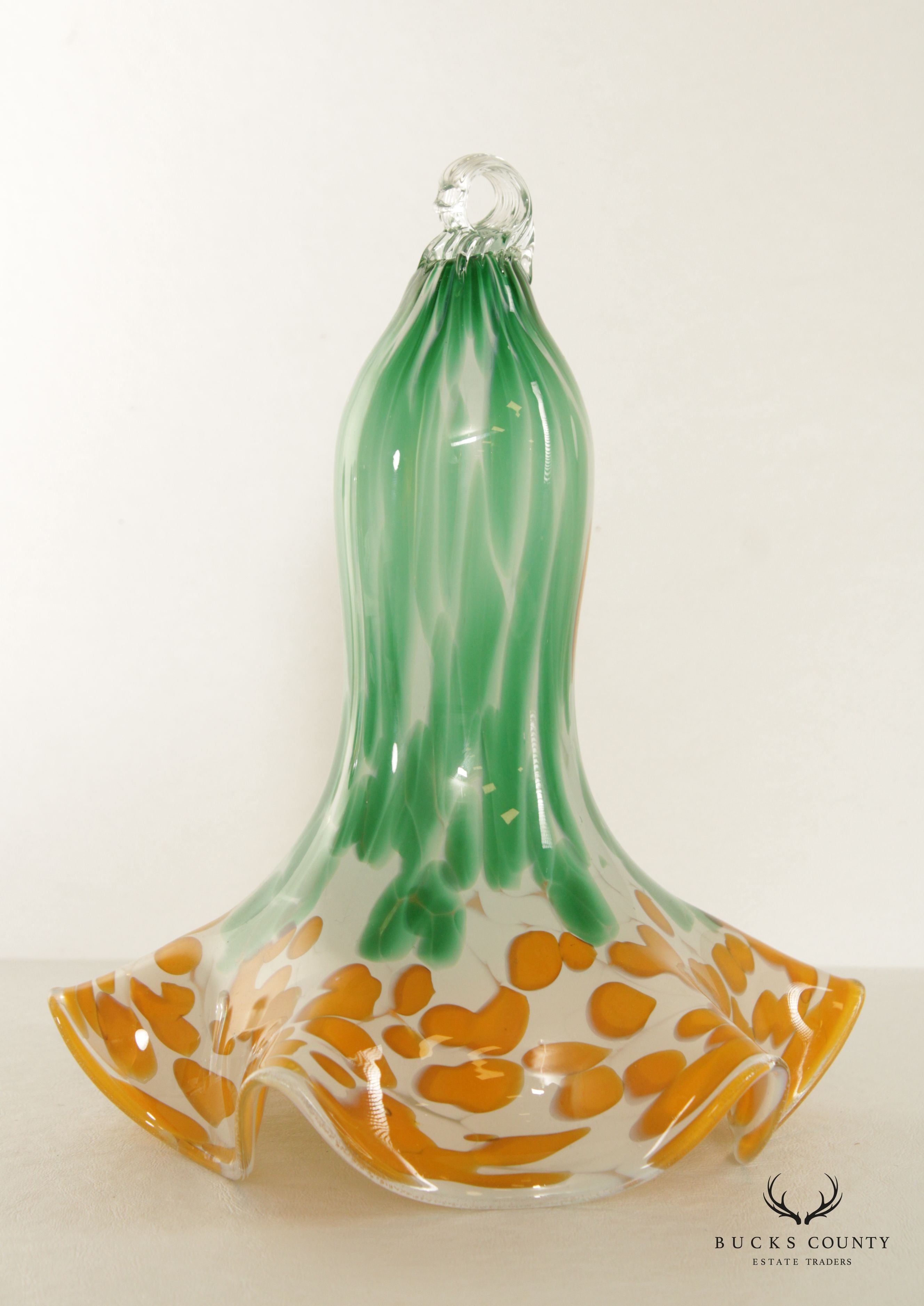Murano Style Vintage Art Glass Lily Flower