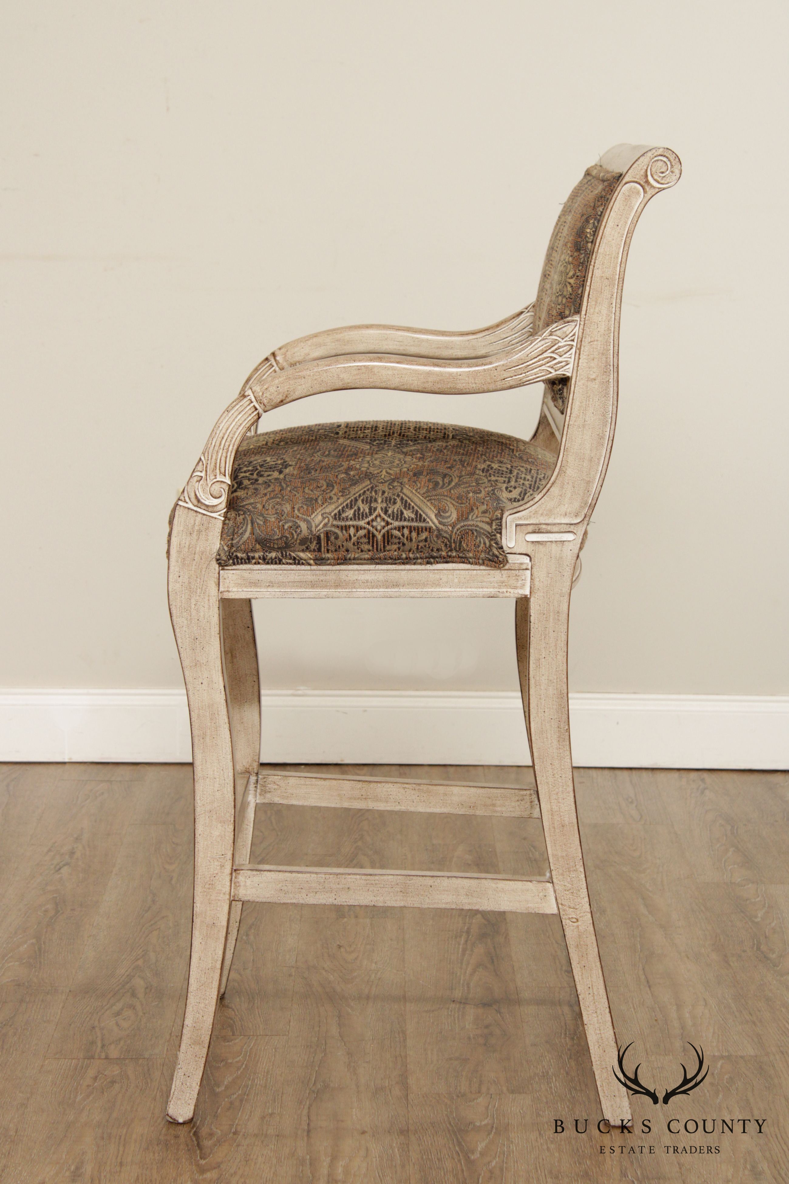 Empire Style Quality Pair of Painted Bar Stools