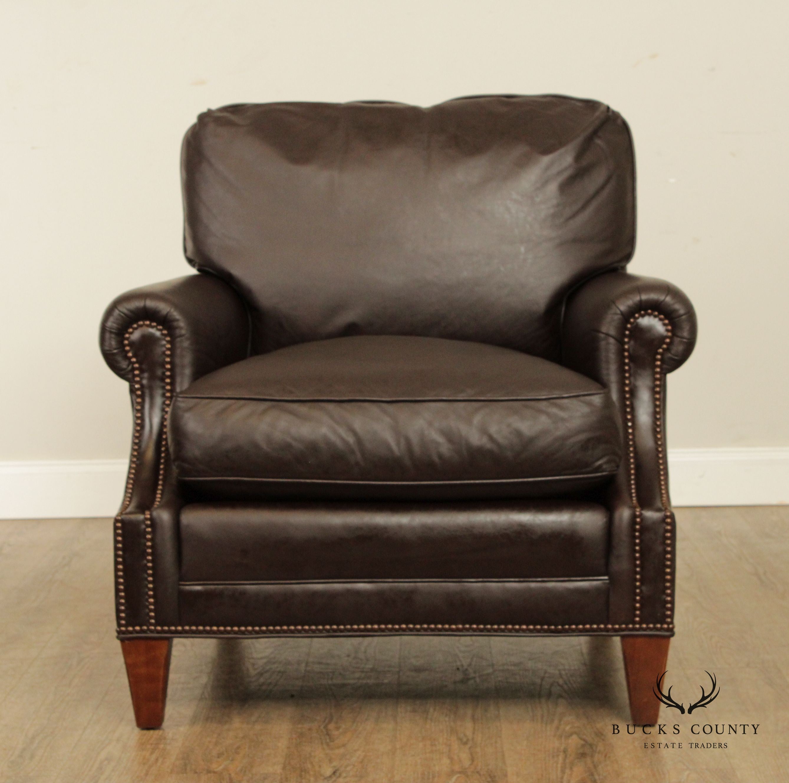 Baker Furniture Pair of Leather Lounge Chairs (C)