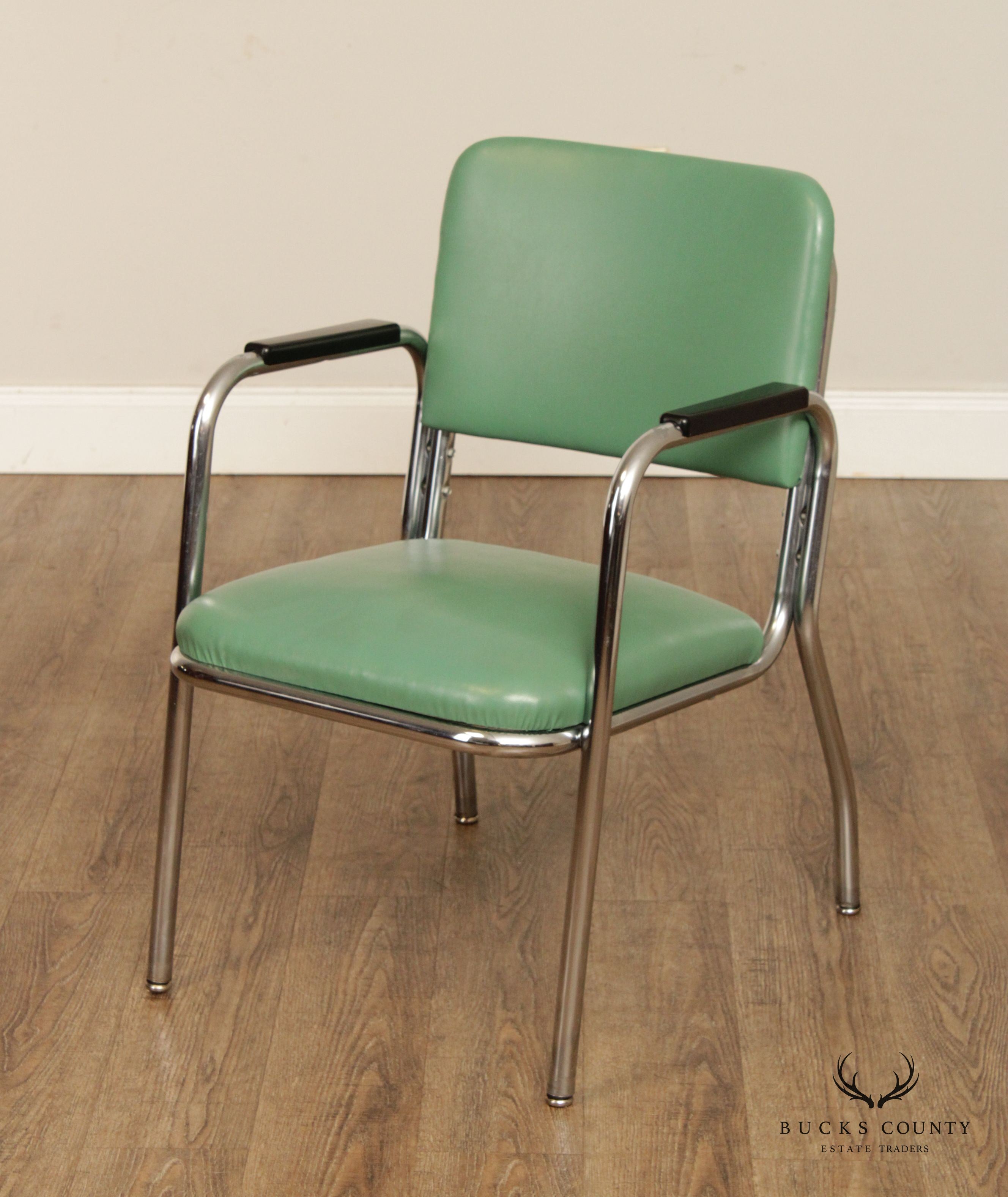 Mid Century Modern 1950s Chrome and Vinyl Armchair