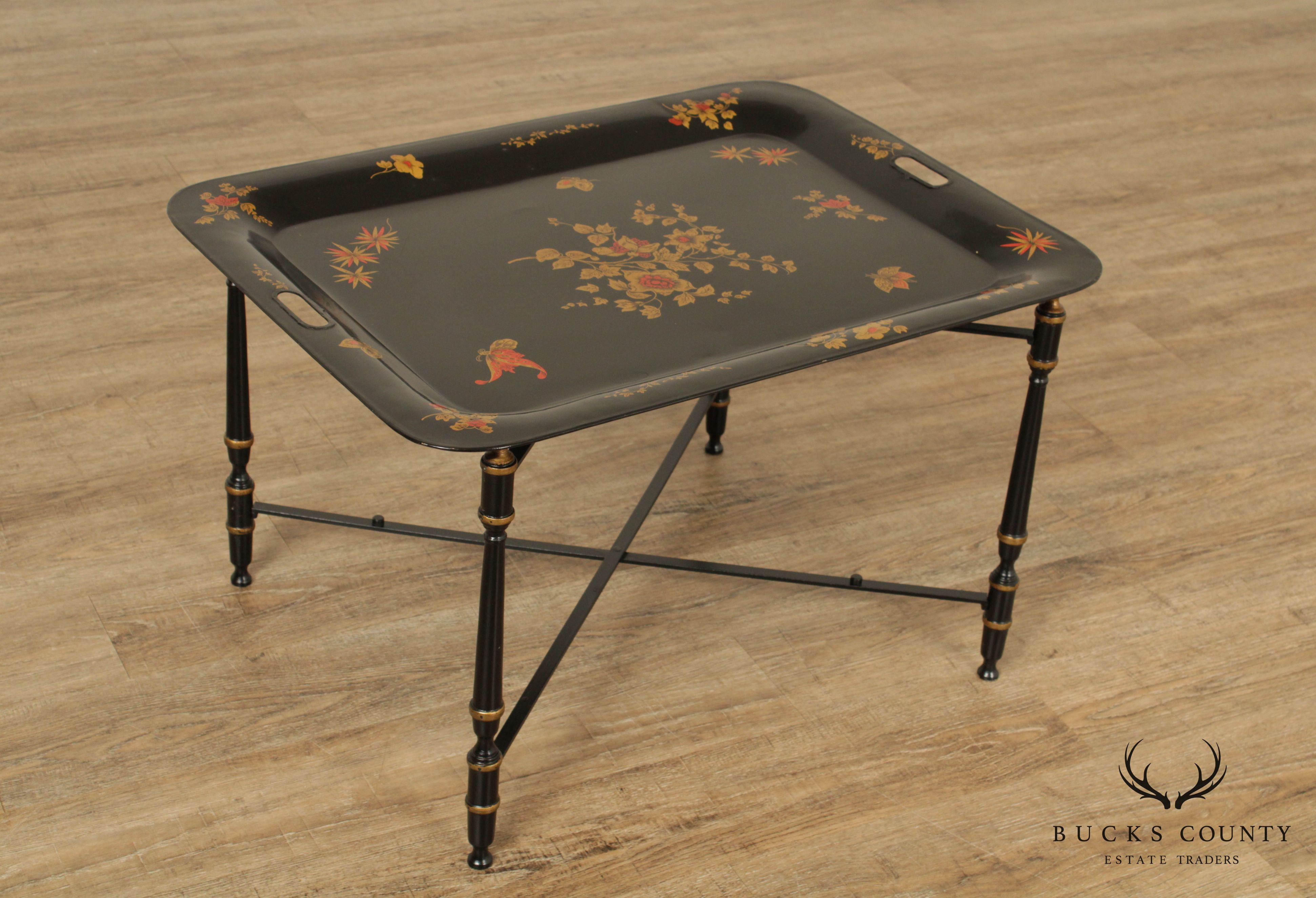 Vintage Chinoiserie Painted Tole Tray Table