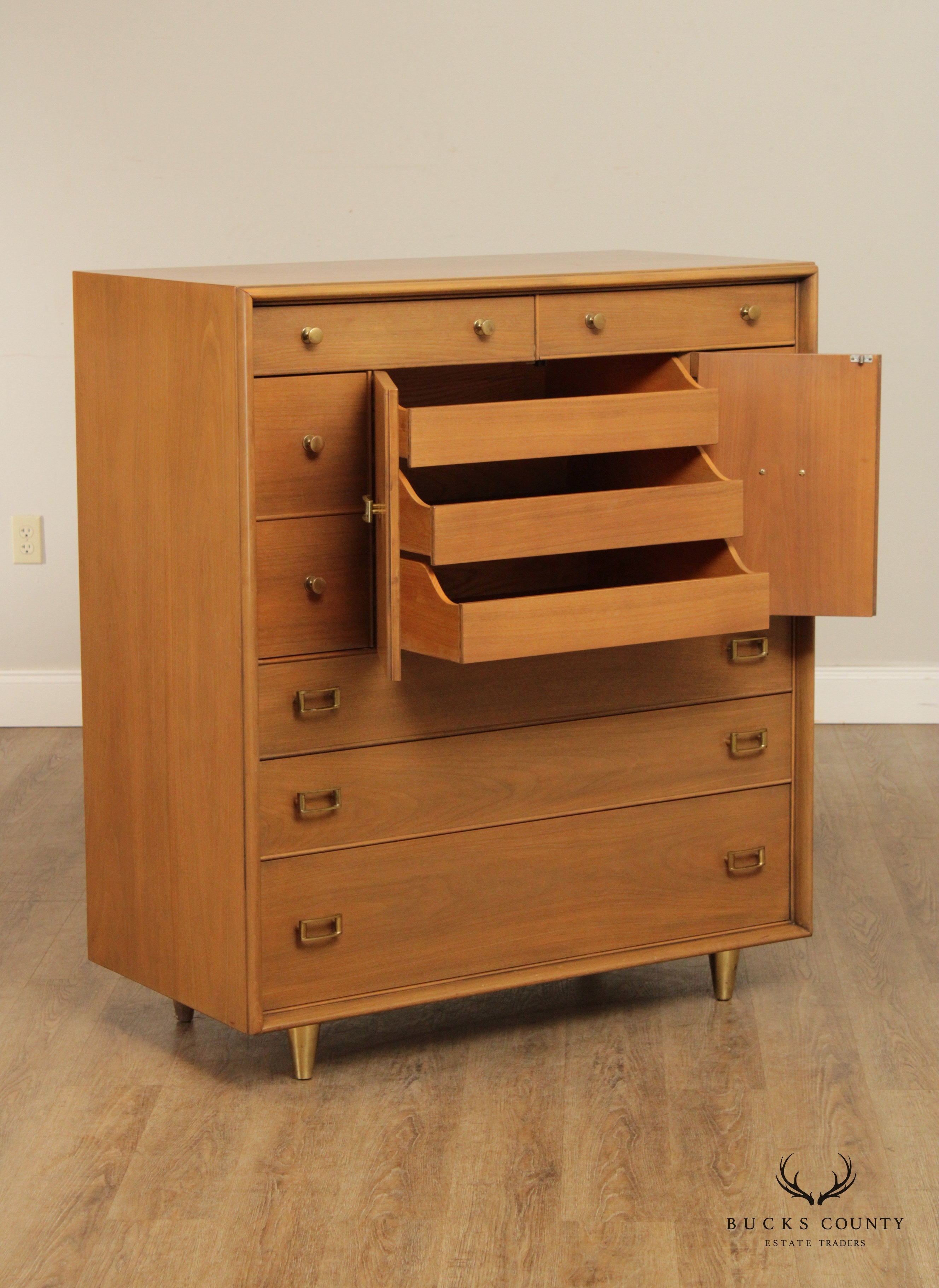 Johnson Furniture Paul Frankl Mid Century Modern High Chest