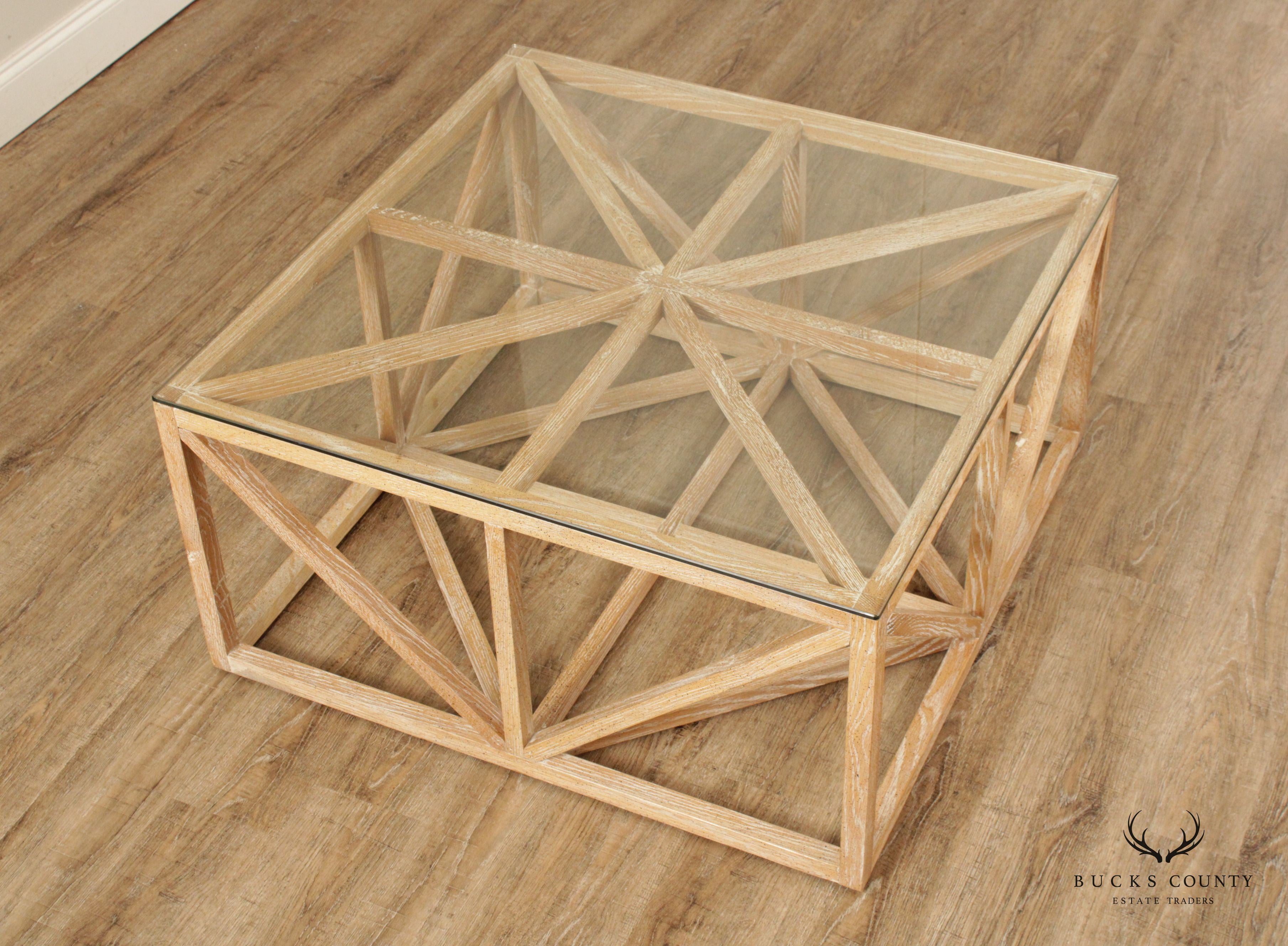 Elk Home 'Axes Collection' Square Glass Top Coffee Table