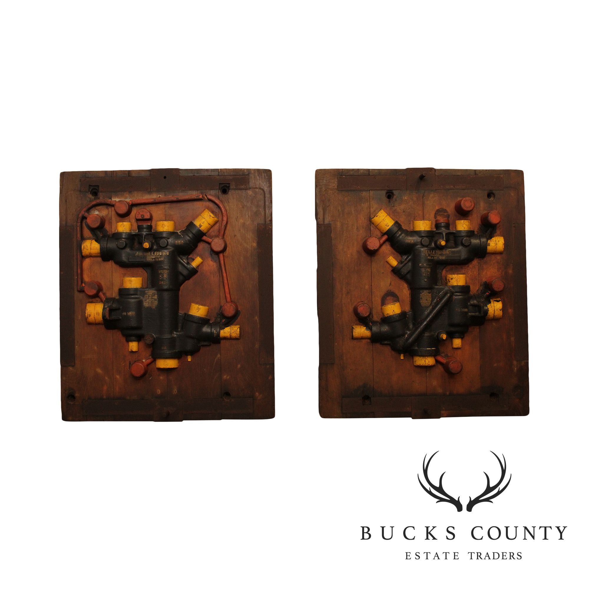 Pair of Vintage Industrial Assemblage Art