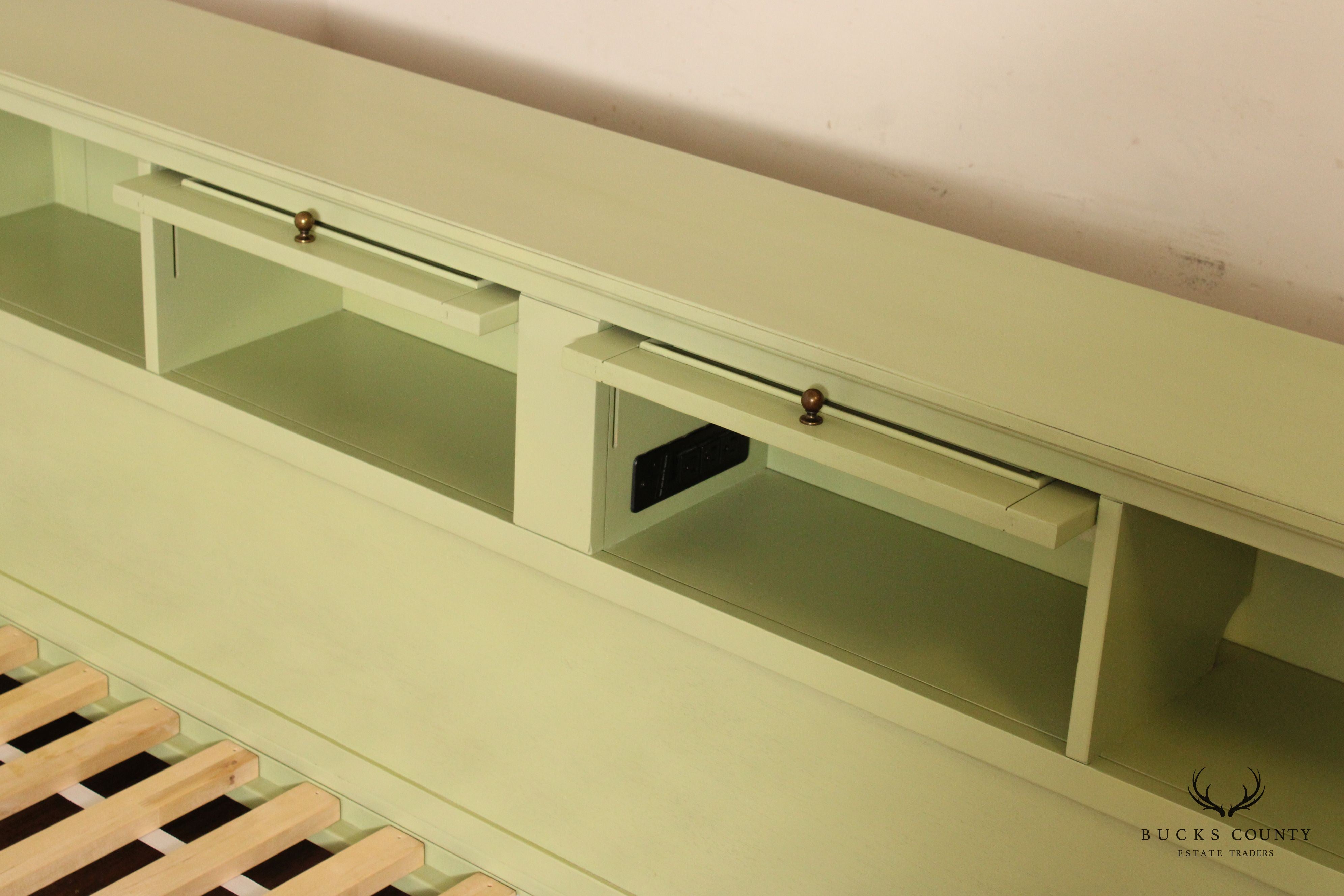 Pottery Barn Teen Green Painted King Size Platform Bed