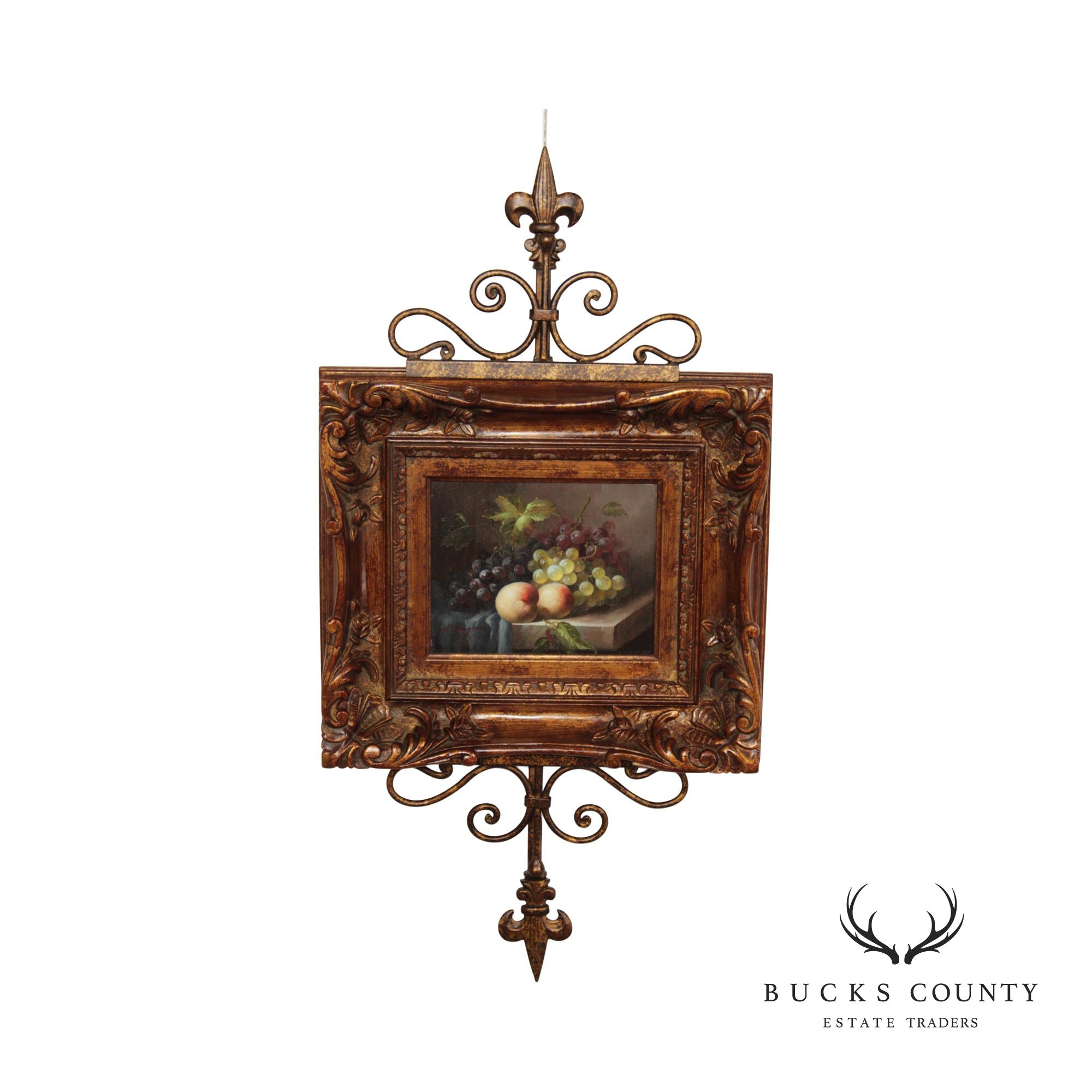 Custom Framed Oil on Canvas Still Life, Signed