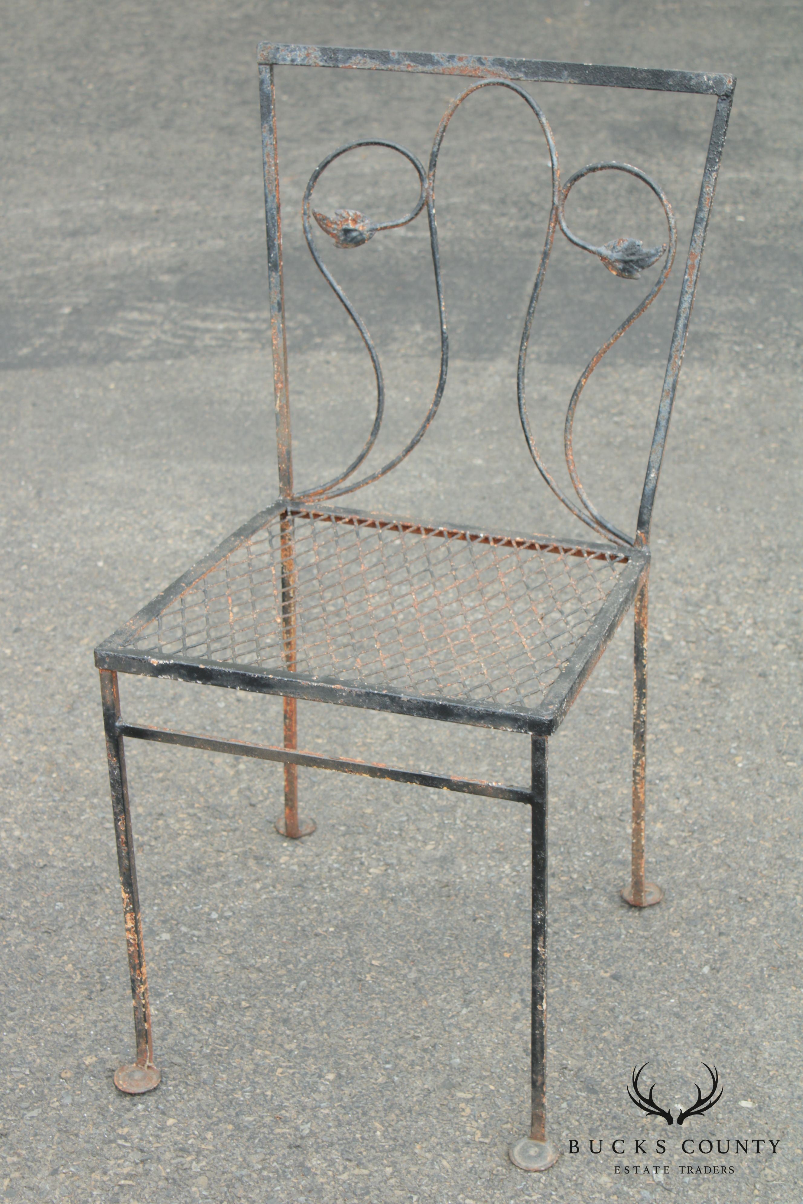 Salterini Vintage Wrought Iron Garden Table + 4 Chairs Dining Set