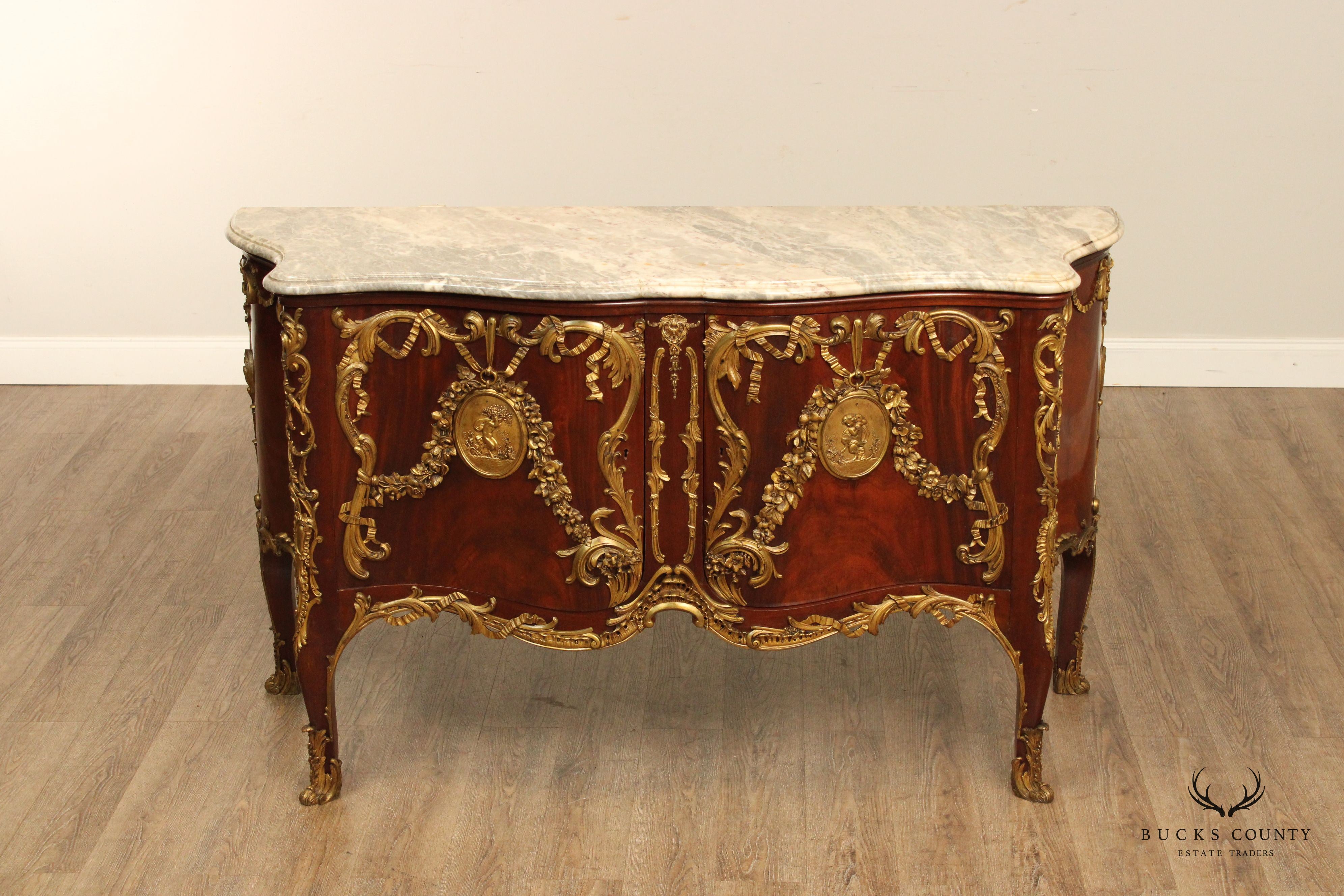 HERRAIZ FRENCH REGENCE STYLE MARBLE COMMODE