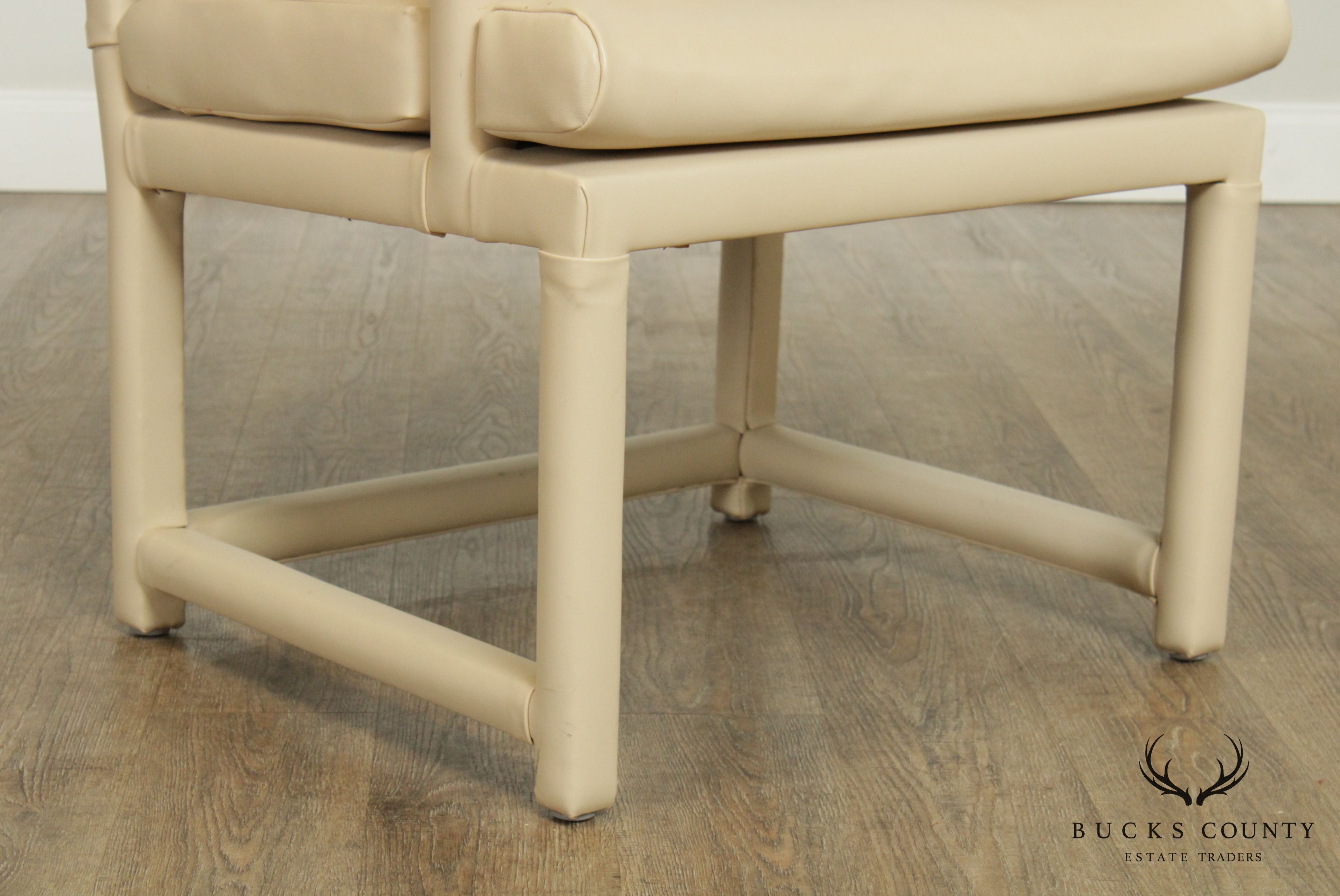 Mid Century Set 8 Tufted Leather Back Parsons Dining Chairs