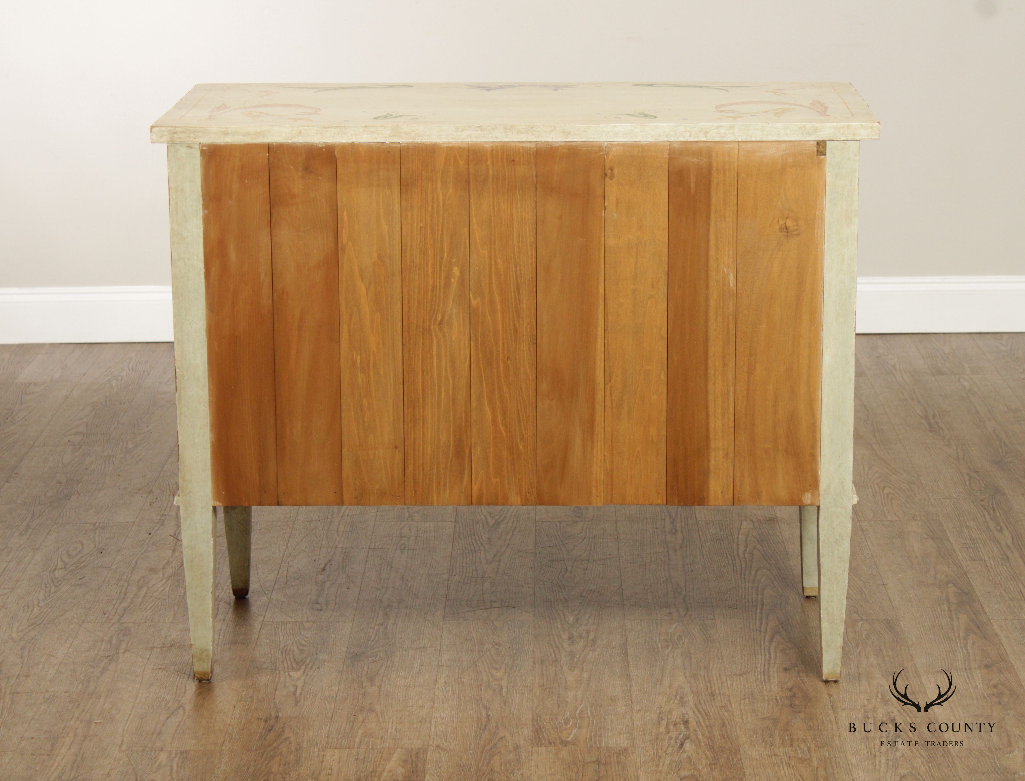 Niermann Weeks Hand Painted Pair Neoclassical Style Commodes