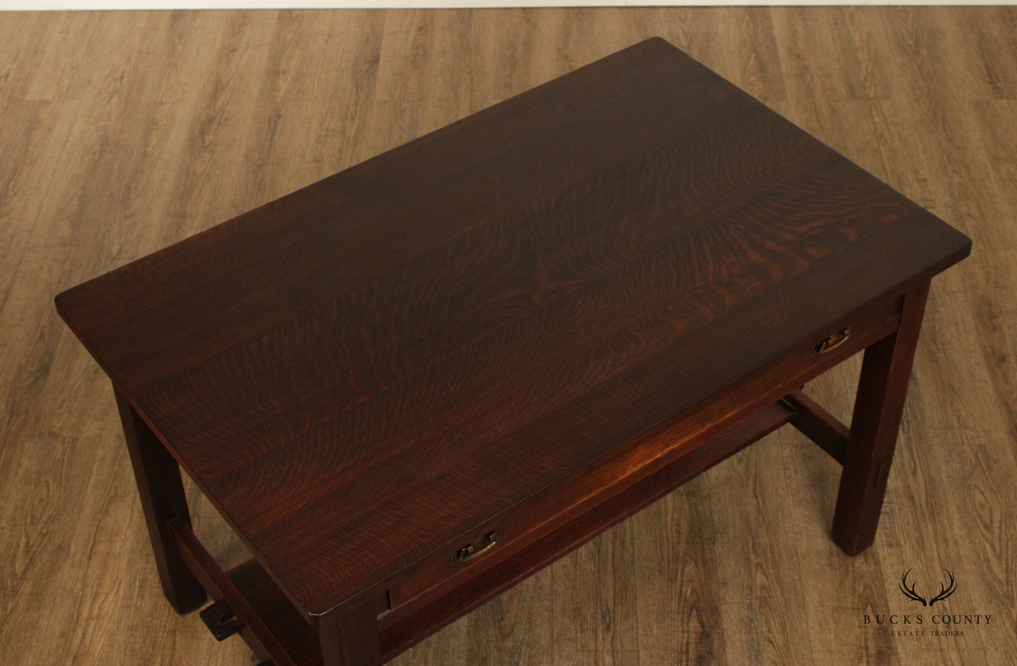 Antique L. & J.G. Stickley Mission Oak Library Table