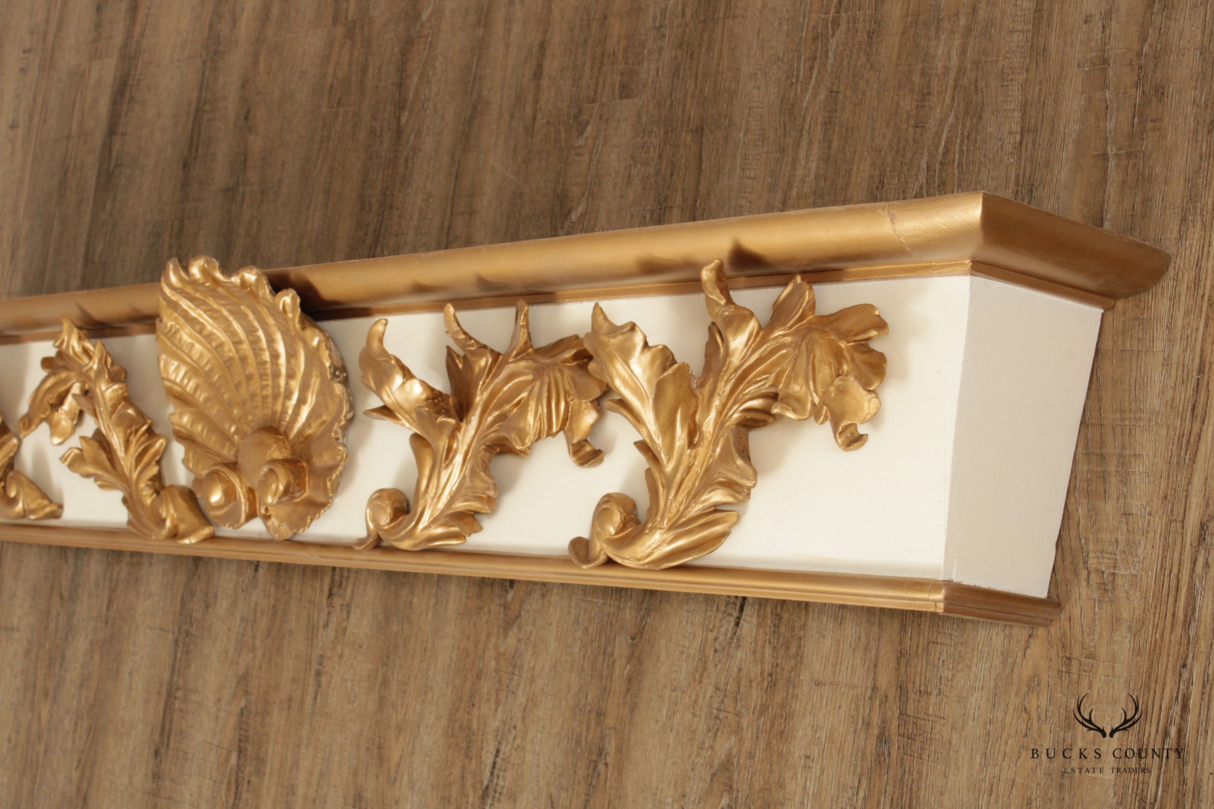 Antique Rococo Style Set of Three Carved Giltwood Architectural Valances
