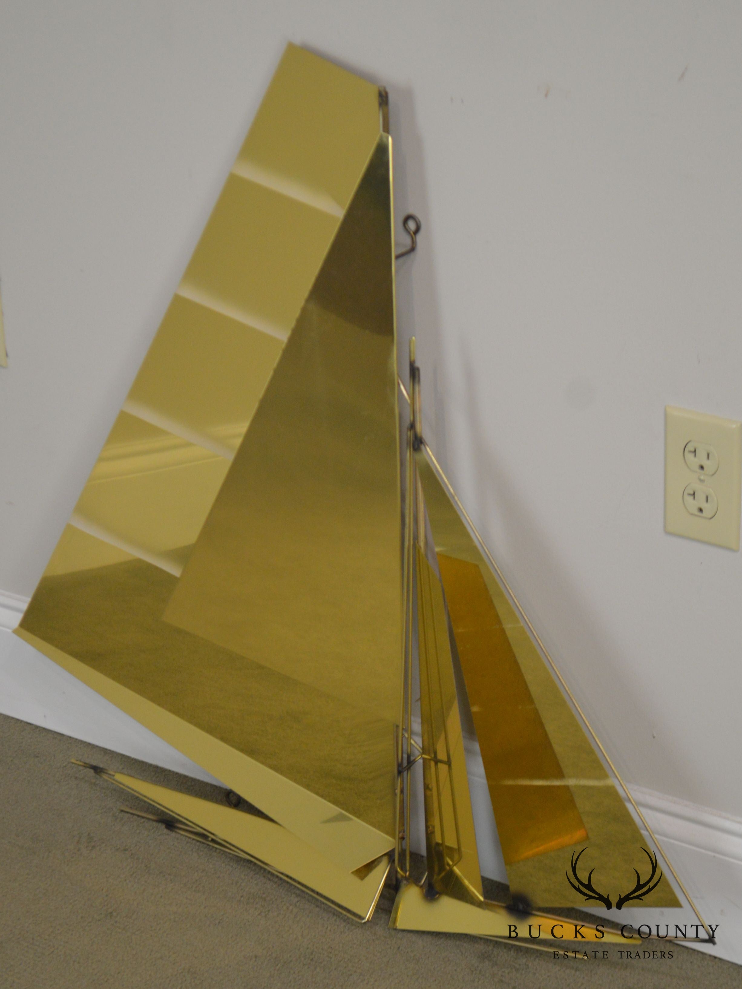 Curtis Jere Large Brass Wall Sculpture of Sailboat