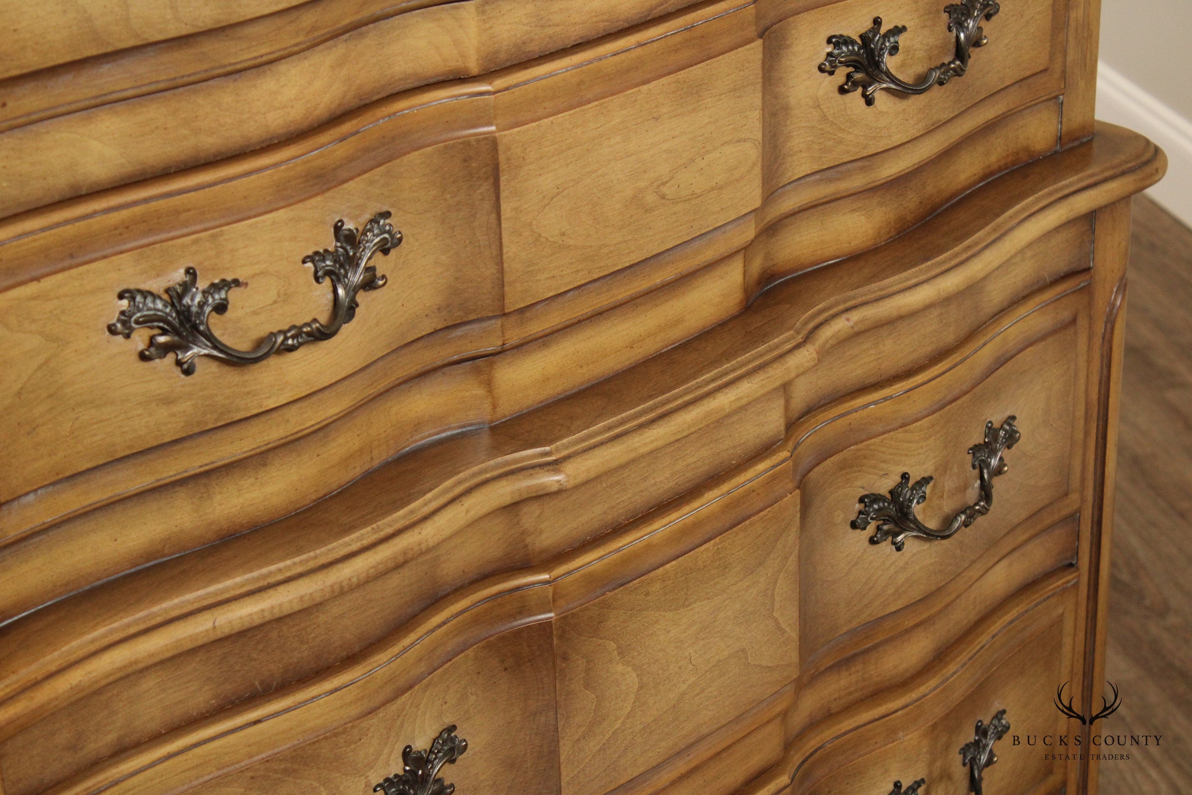 Fancher Vintage French Provincial Style Fruitwood Tall Chest