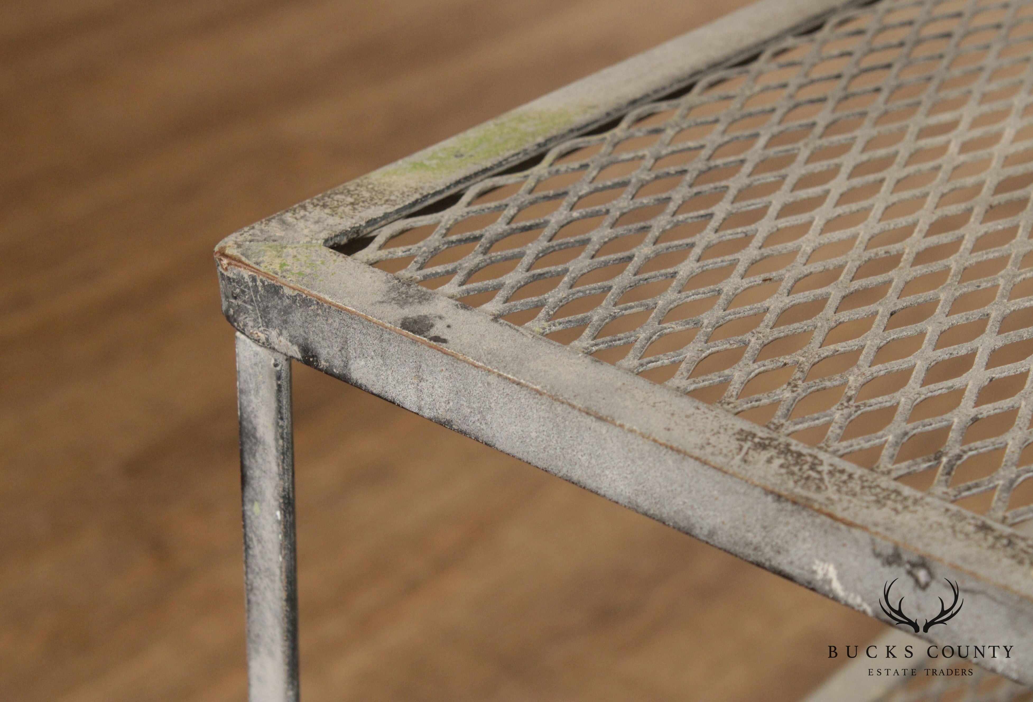 Midcentury Modern Vintage Wrought Iron Three Tier Outdoor Shelf (B)