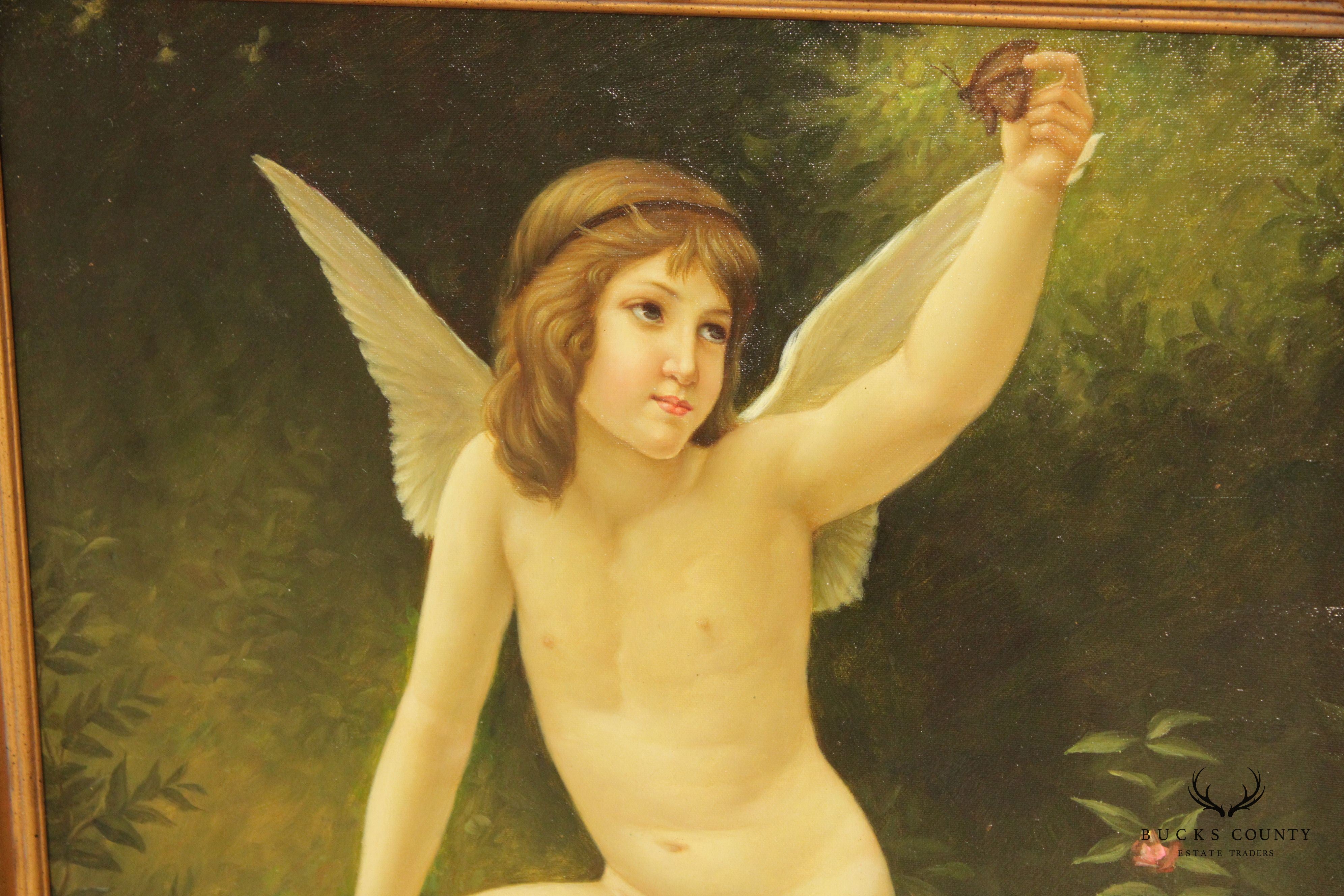 Classical Style 'Cupid' Oil Painting, After William Adolphe Bouguereau