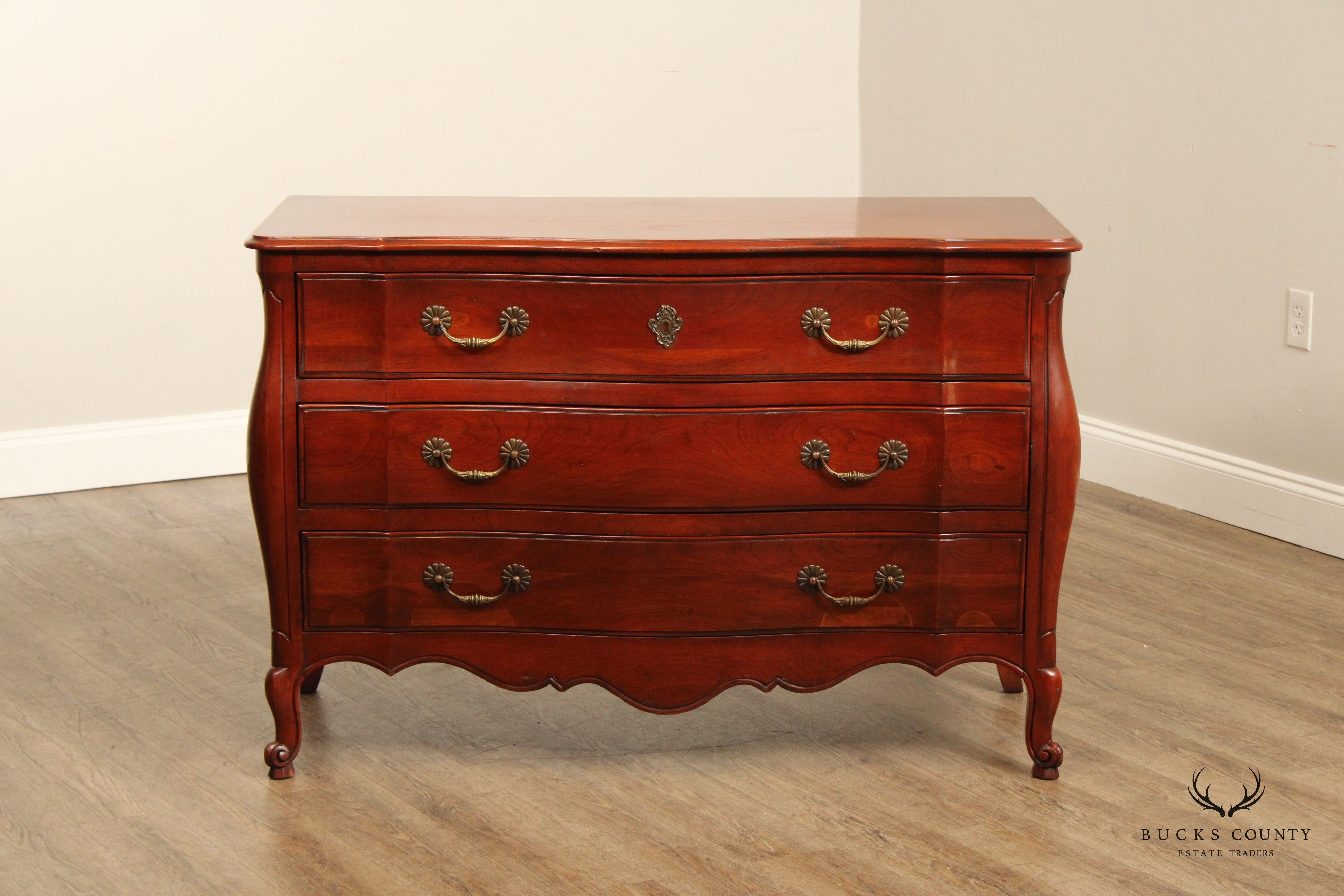 Widdicomb Vintage French Louis XV Style Cherry Bombe Chest Of Drawers