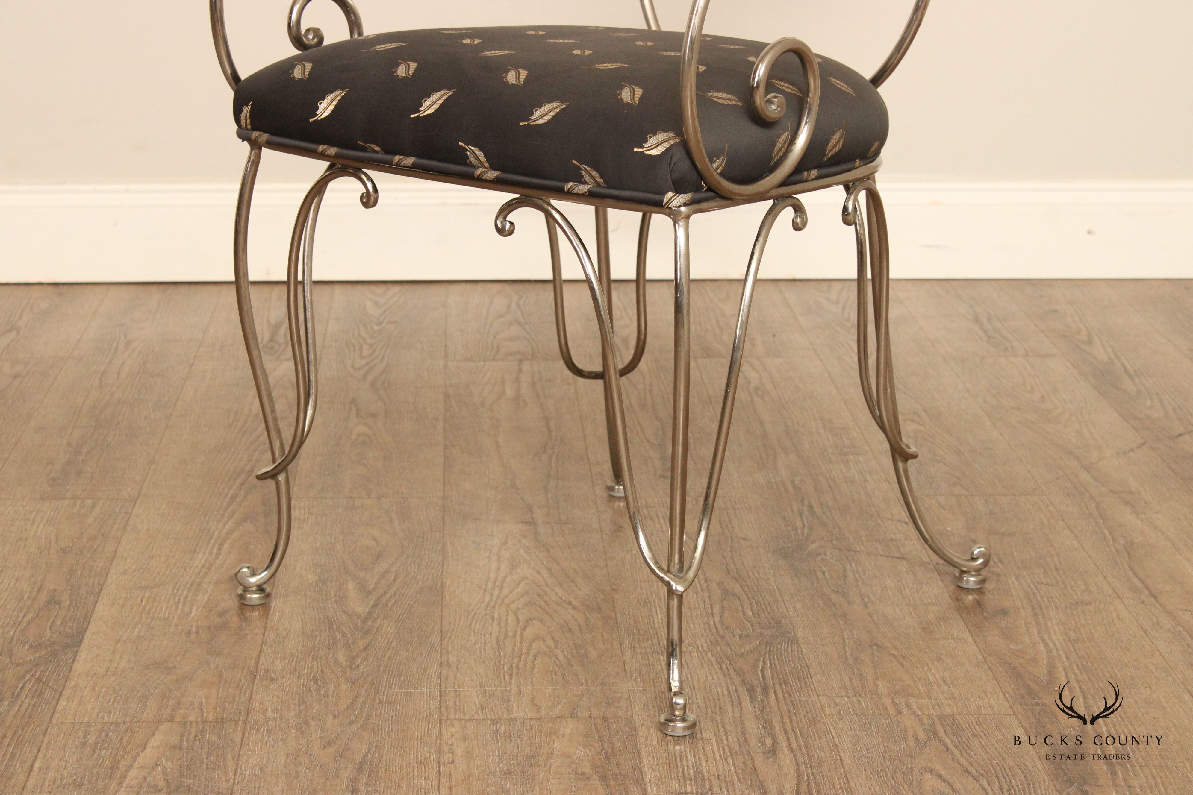 Contemporary French Style Polished Steel 5-Piece Dining Set