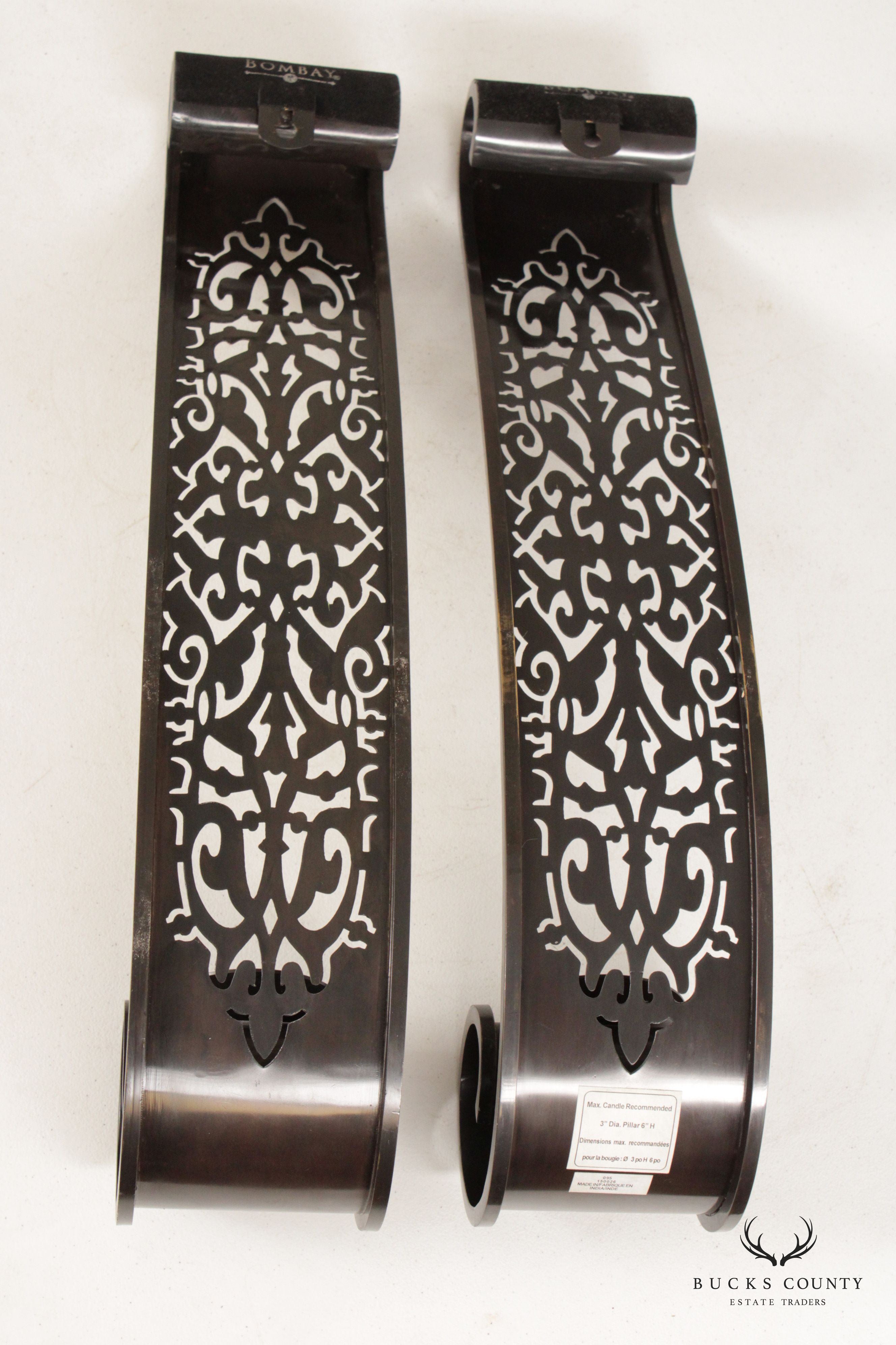 Bombay Company Pair Pierced Brass Candle Wall Sconces