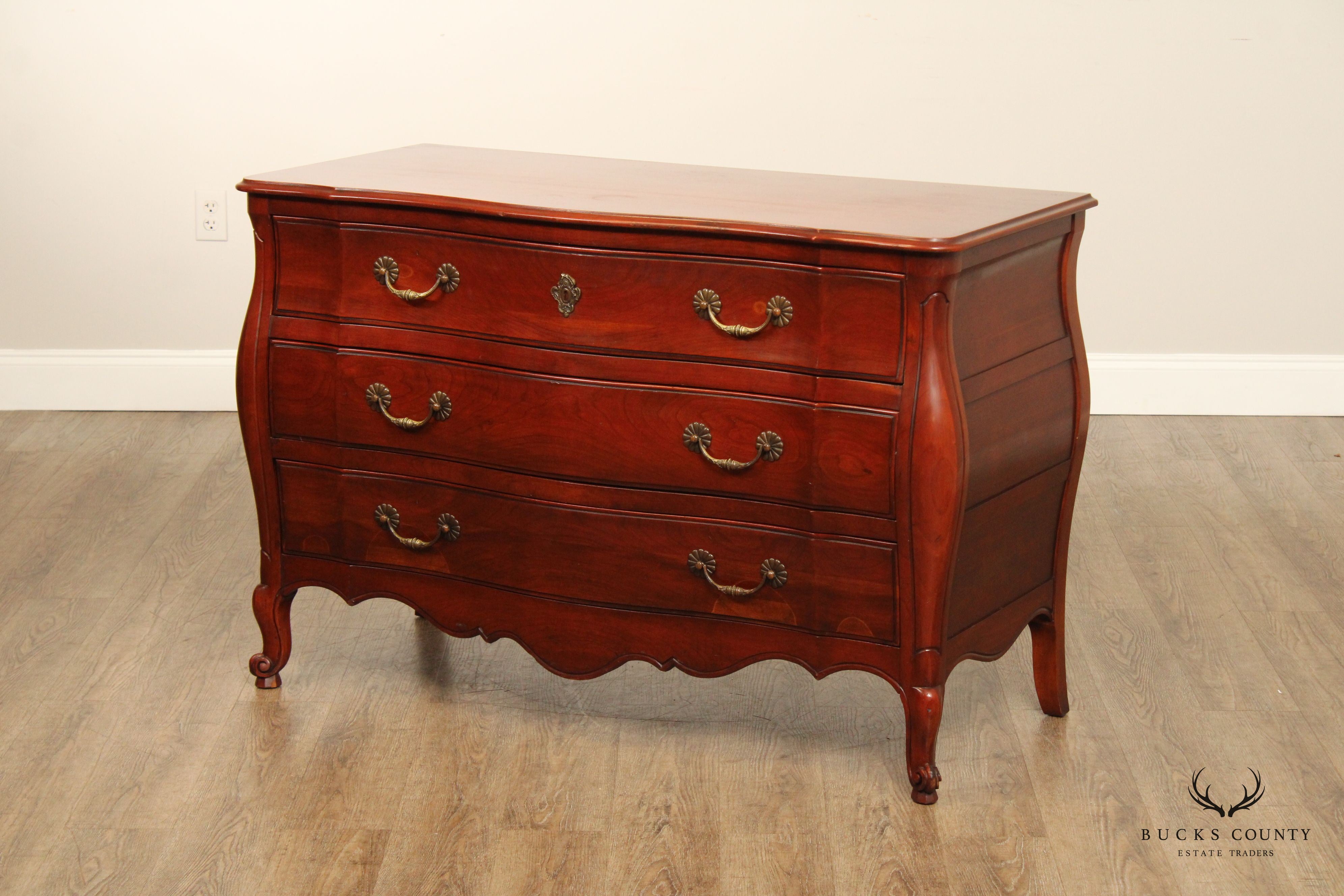Widdicomb Vintage French Louis XV Style Cherry Bombe Chest Of Drawers