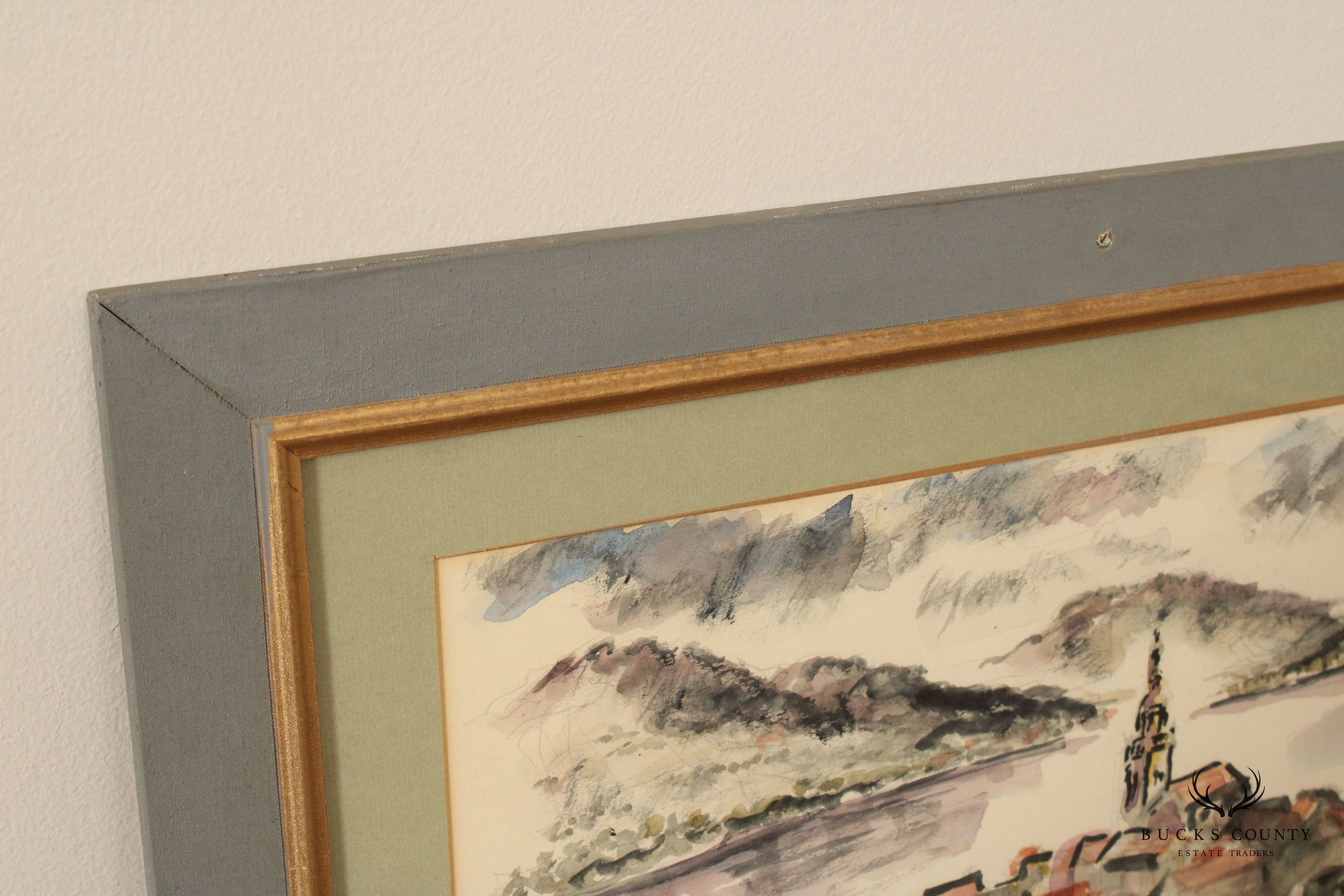 MORTON B. TOBIAS FRAMED IMPRESSIONIST WATERCOLOR PAINTING, 1973