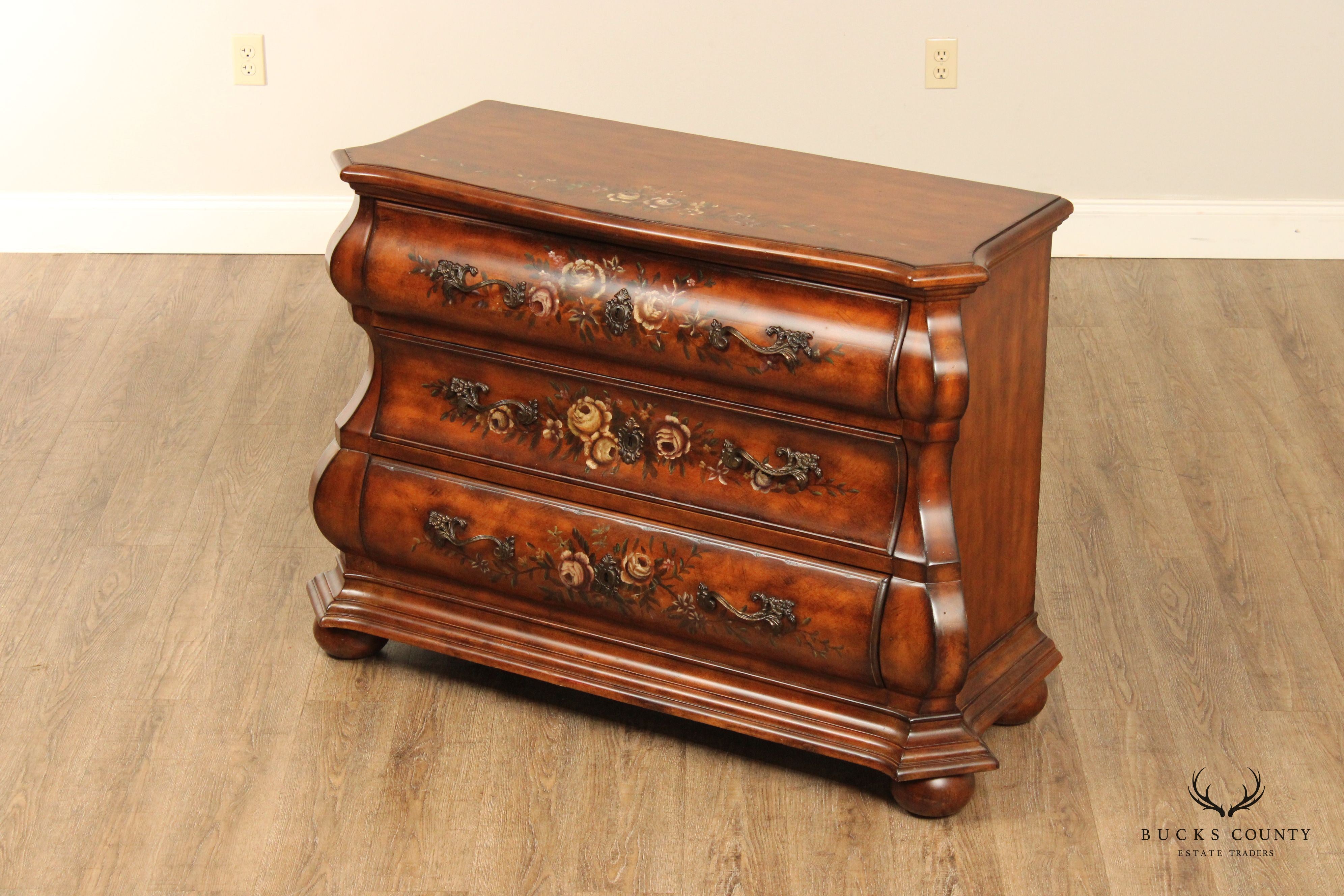 Ethan Allen Paint Decorated 'Tuscany' Bombe Chest
