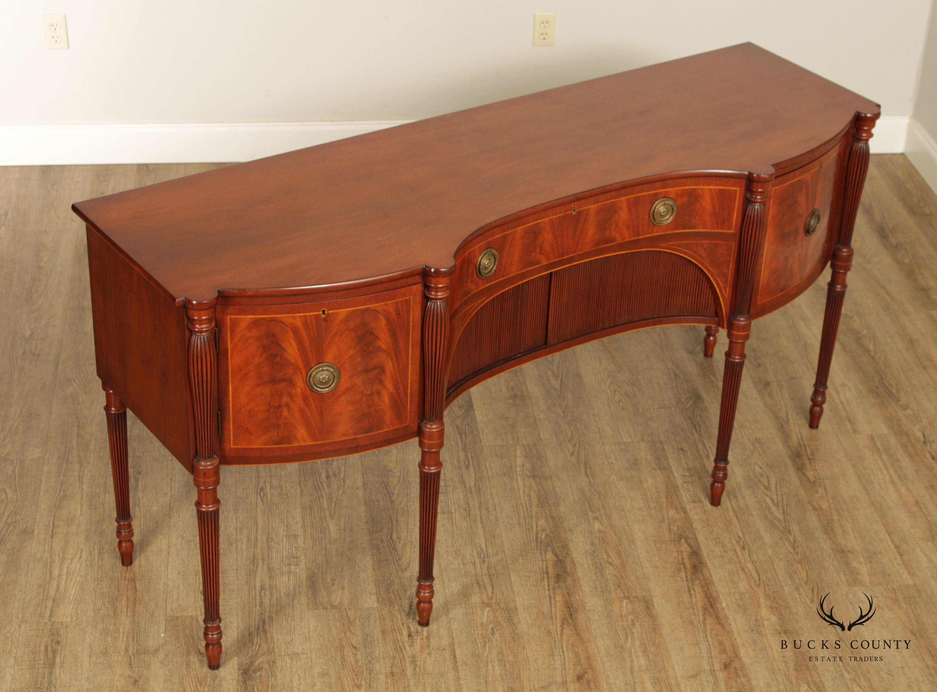 Arthur Brett Sheraton Style Serpentine Mahogany Sideboard