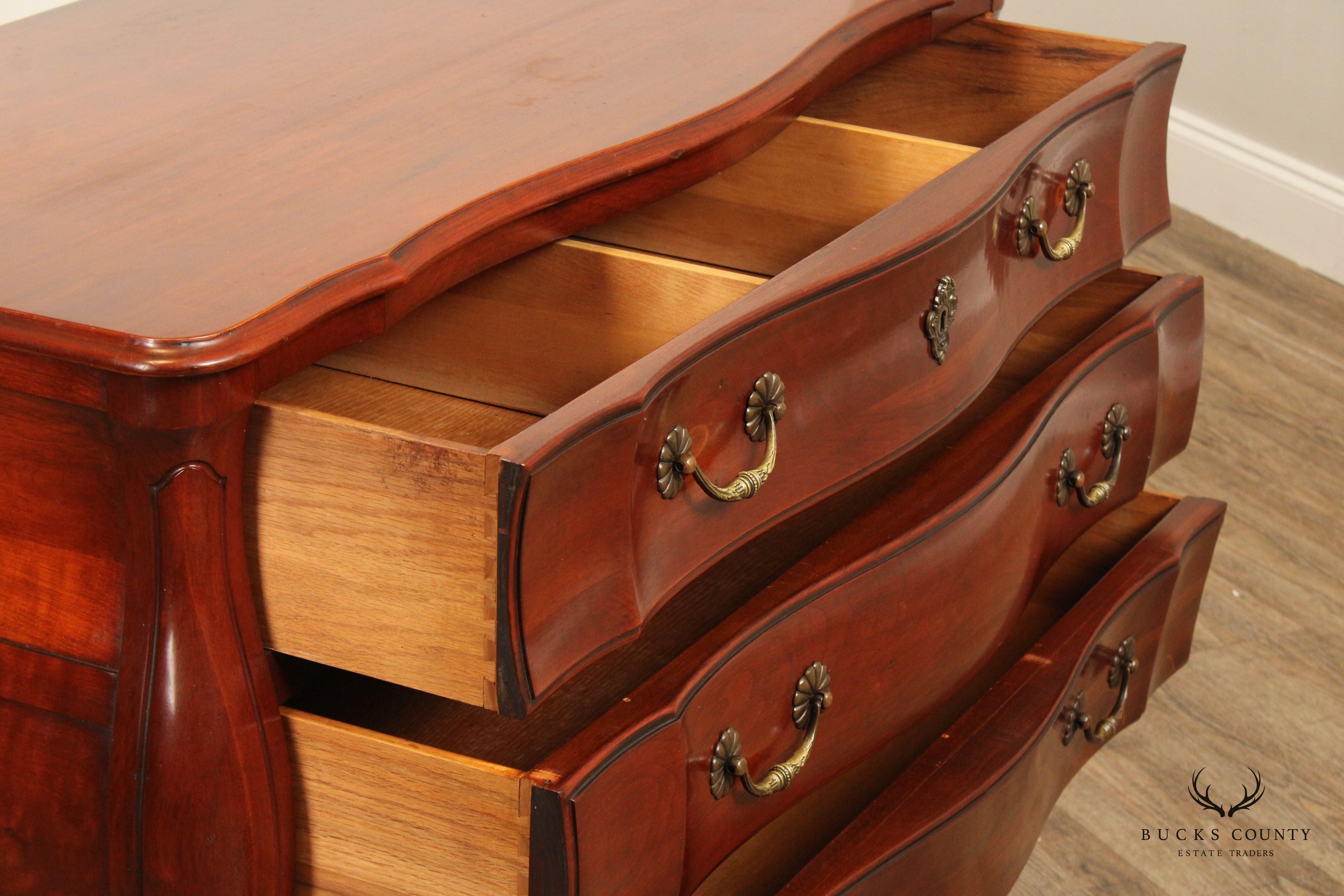 Widdicomb Vintage French Louis XV Style Cherry Bombe Chest Of Drawers