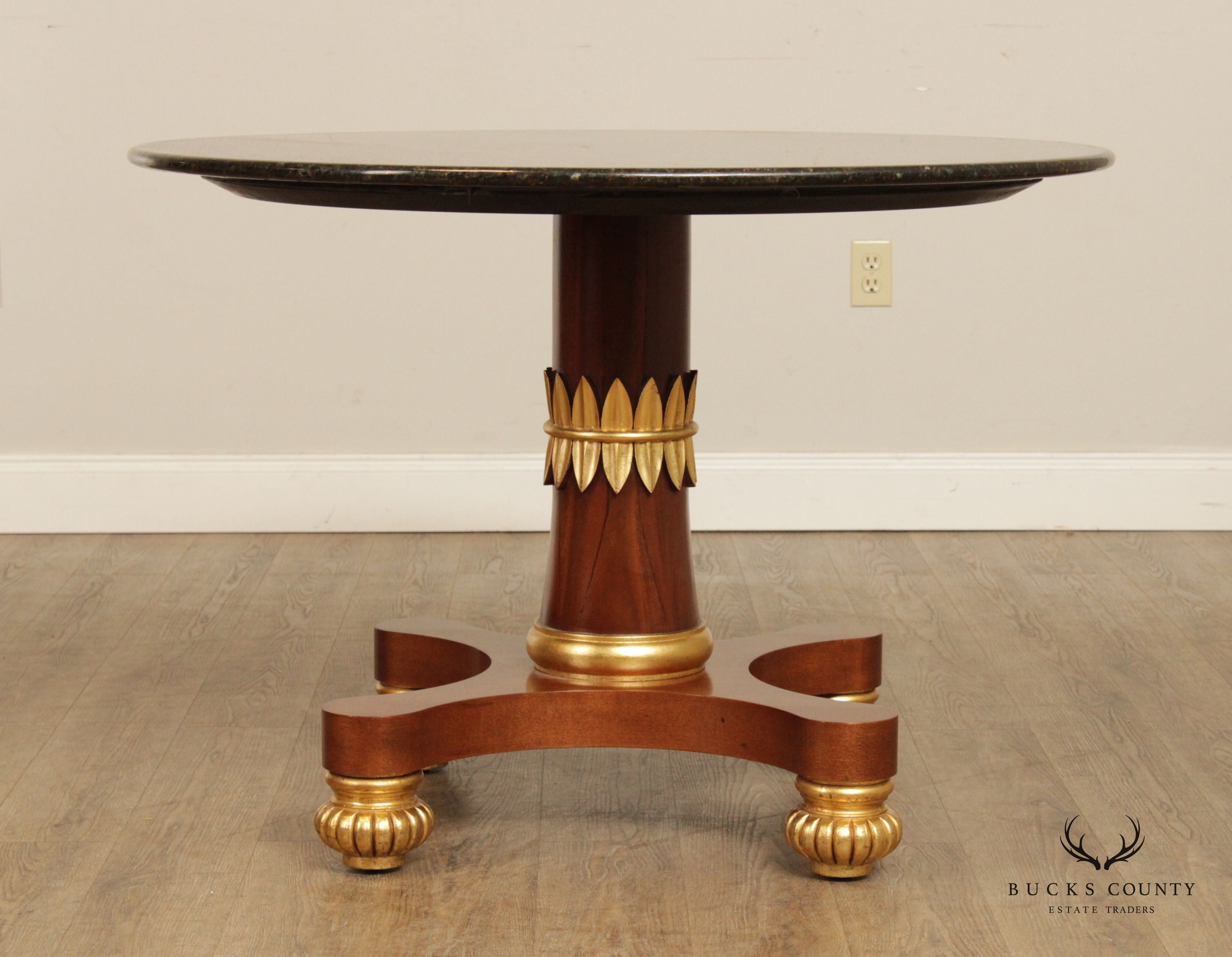 Regency Neoclassical Style Round Granite Top Center Table