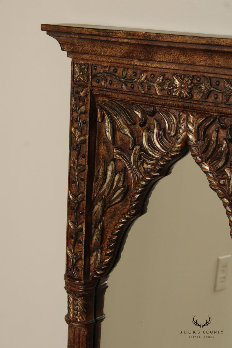 Indian Style Antiqued Triple Jharokha Arched Mirror
