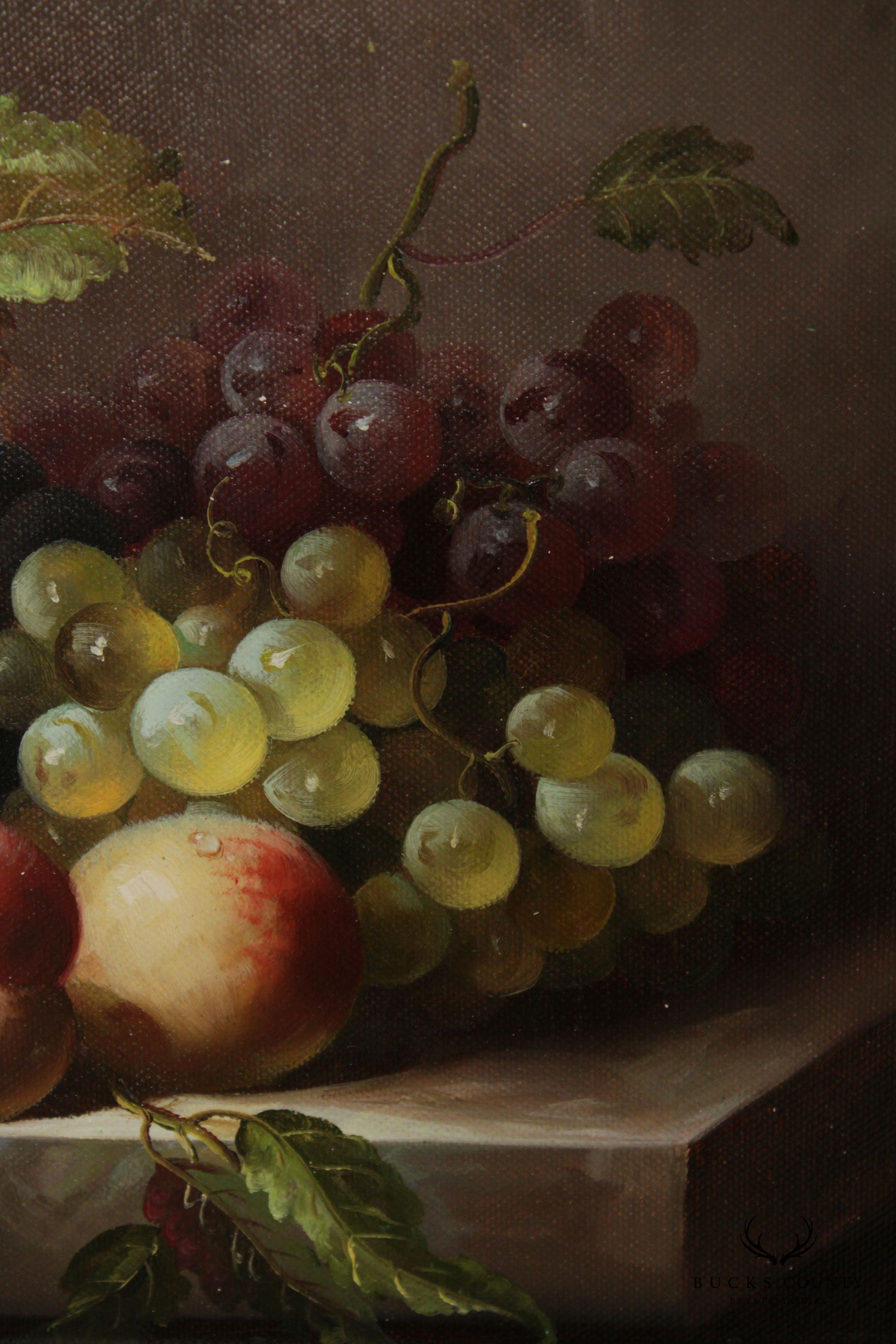 Custom Framed Oil on Canvas Still Life, Signed
