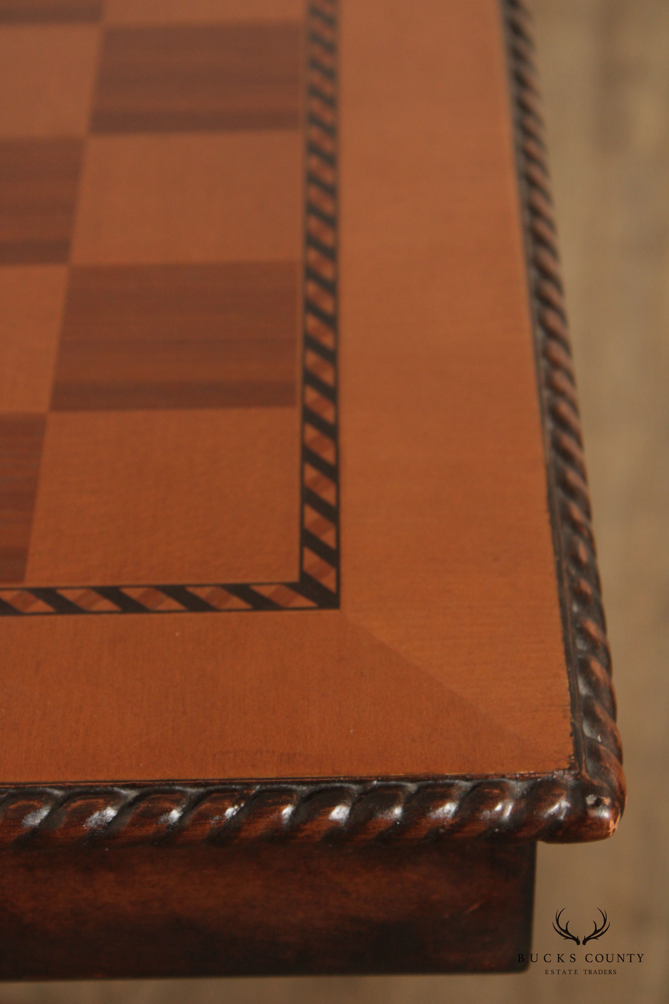 Neoclassical Style Carved Gilt Pedestal Base Chess Game Table