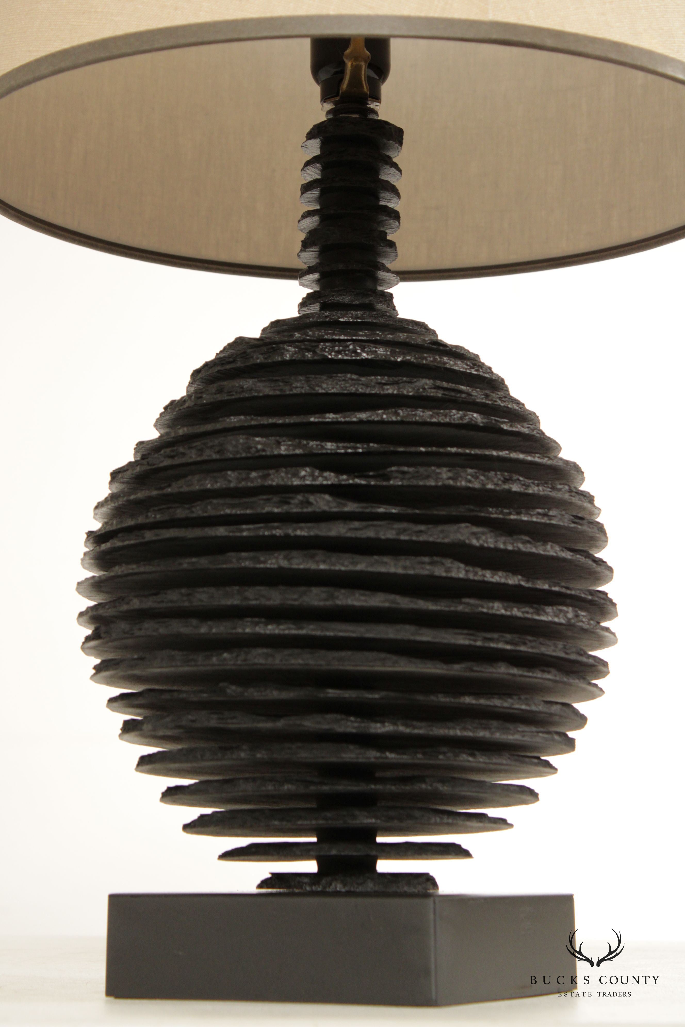 Jeffrey Greene Studio Design Contemporary Style Black Slate Table Lamp with Shade