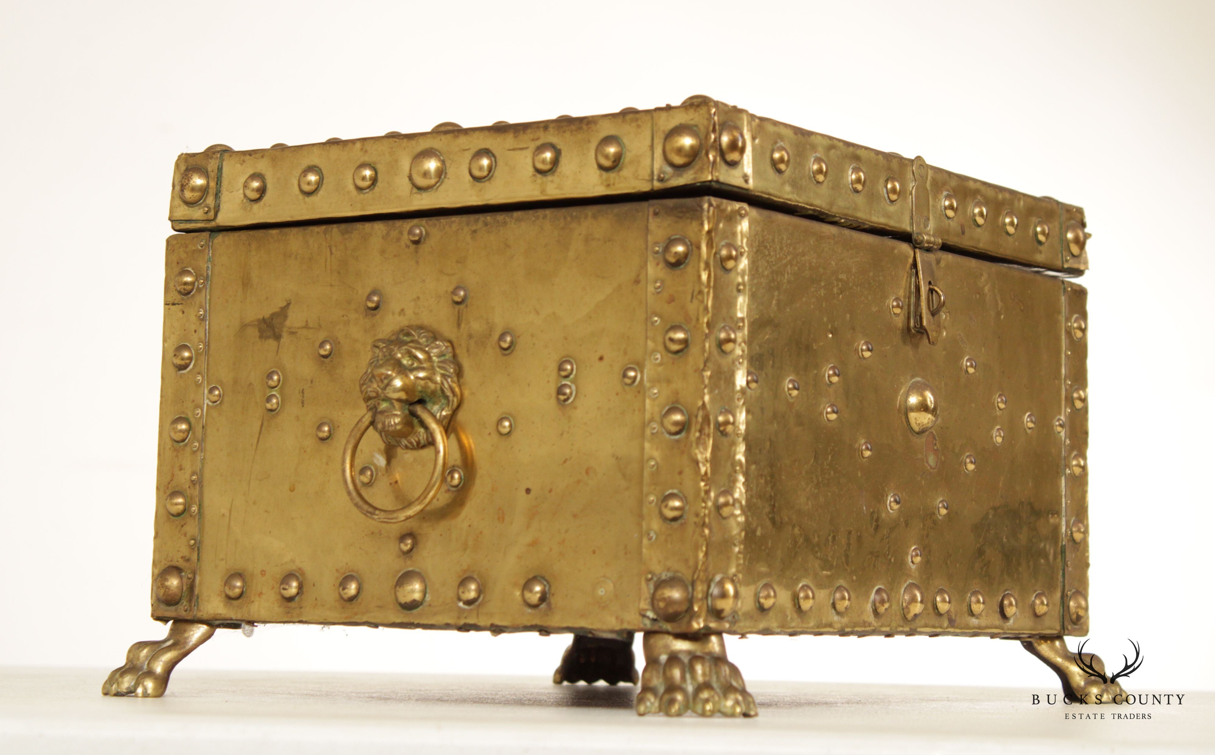 Antique Victorian Brass Fireplace Coal Bin