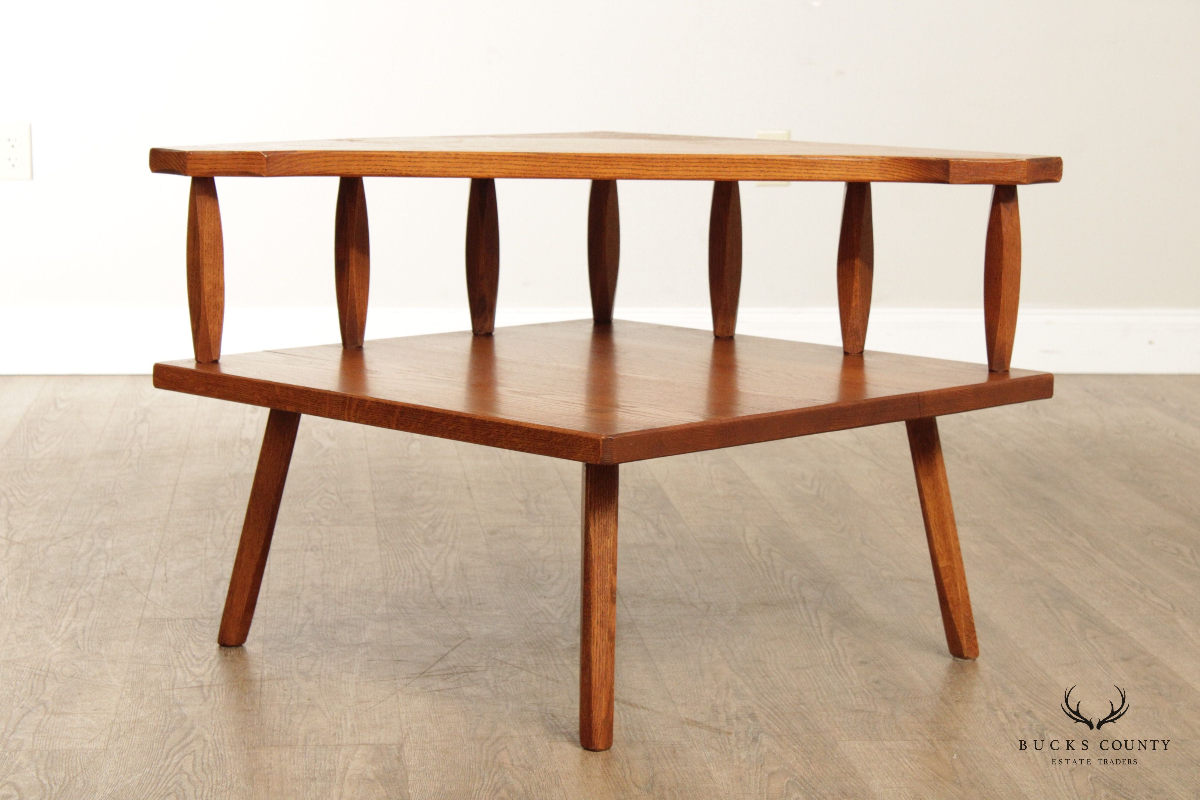 Hunt Country Furniture Two Tier Oak Corner Table