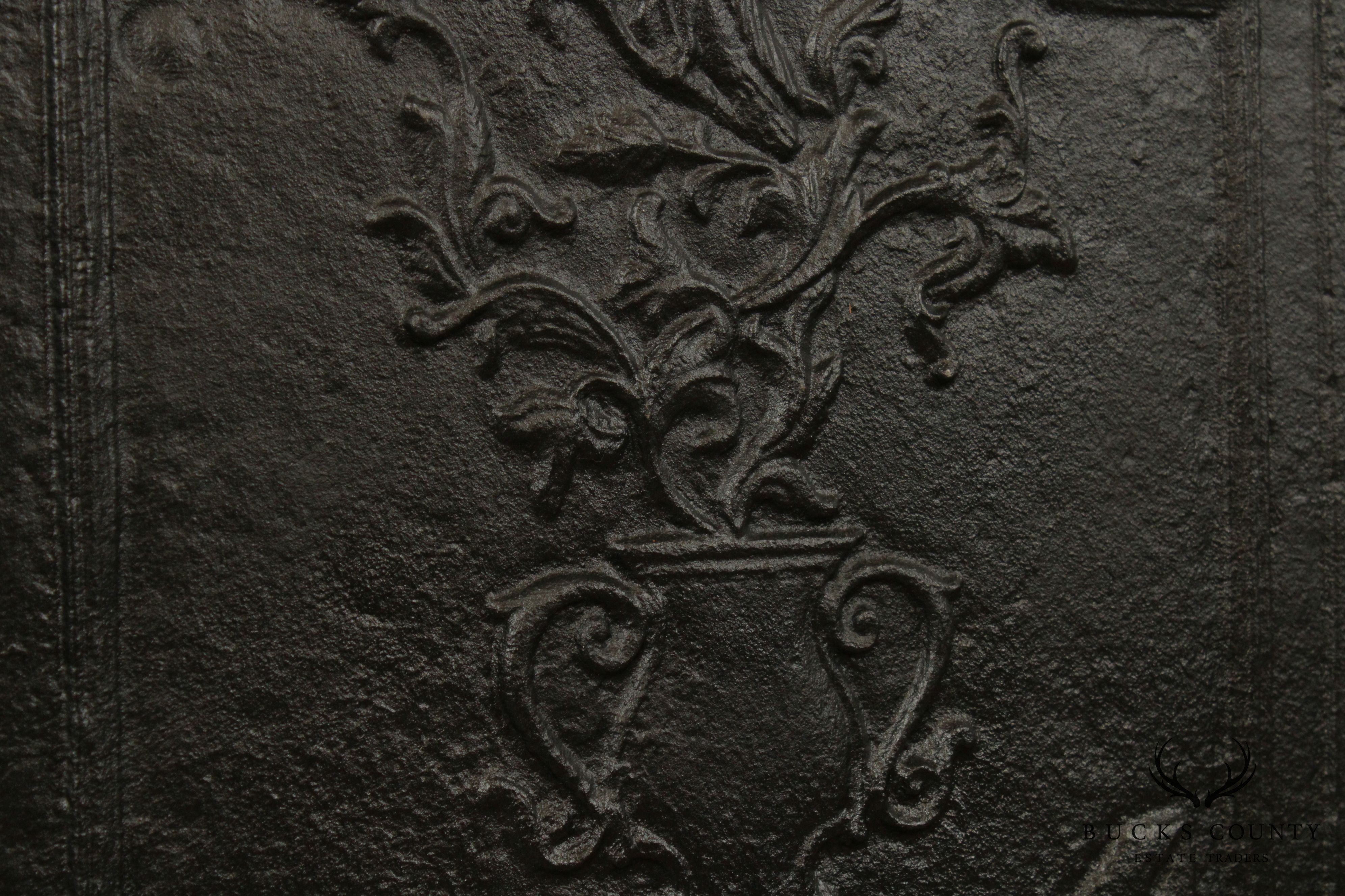Antique Victorian Era Cast Iron Fireplace Plate